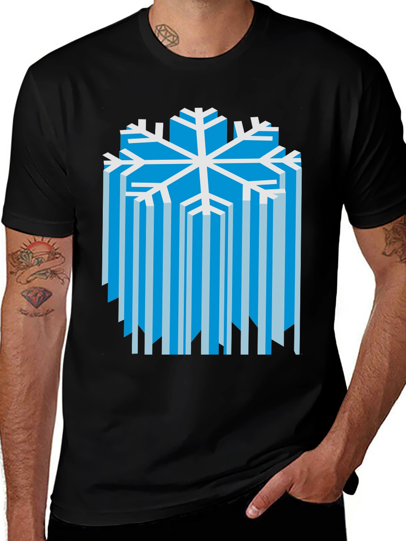 Abstract Snowflake Graphic Tee - Winter Style