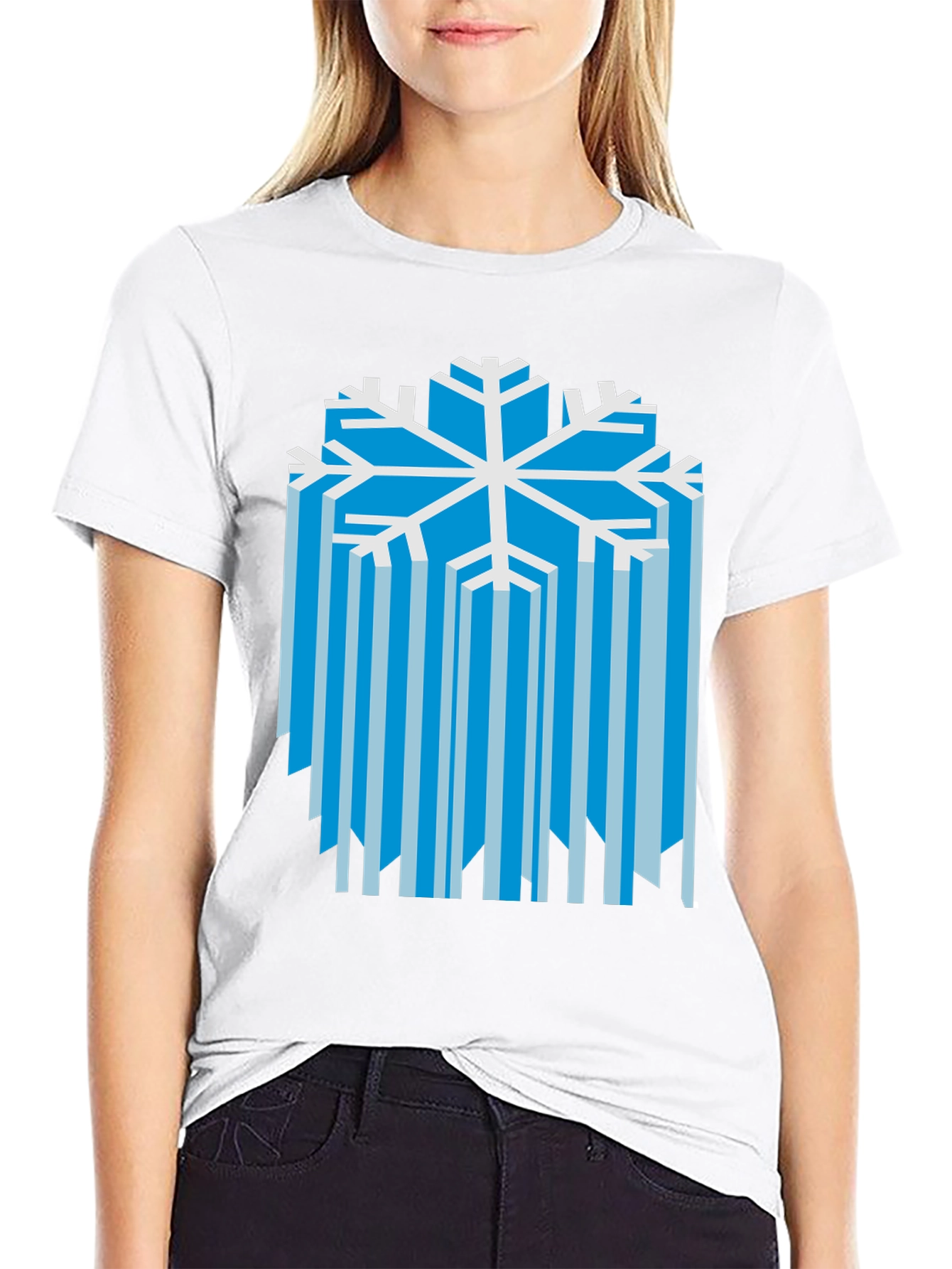 Abstract Snowflake Graphic Tee - Winter Style