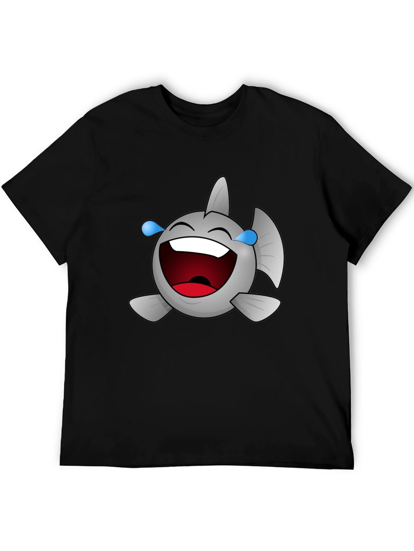 Laughing Fish Graphic Tee - Black Cotton Comfort
