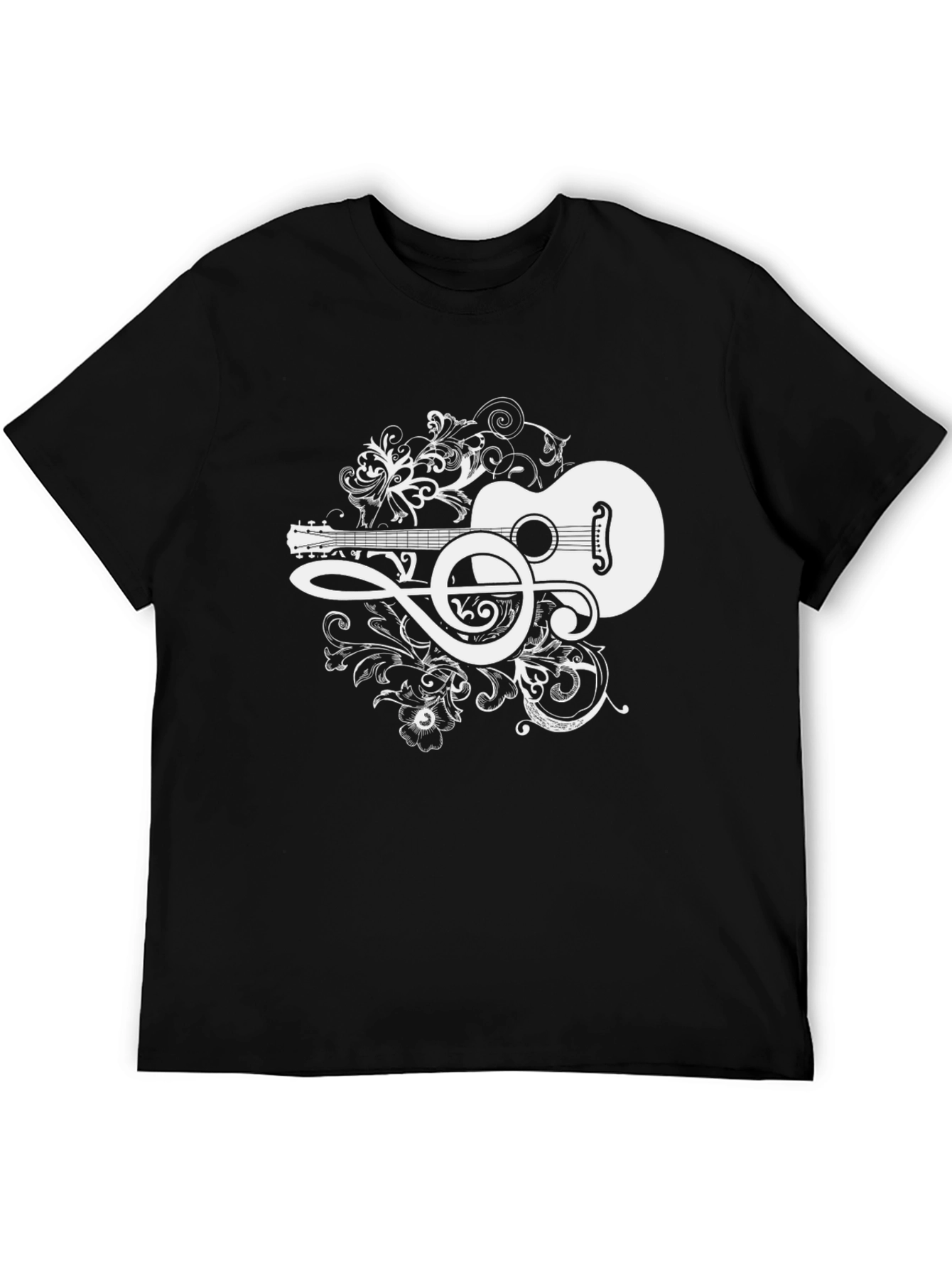 Guitar Music Graphic Tee - Black Cotton Blend