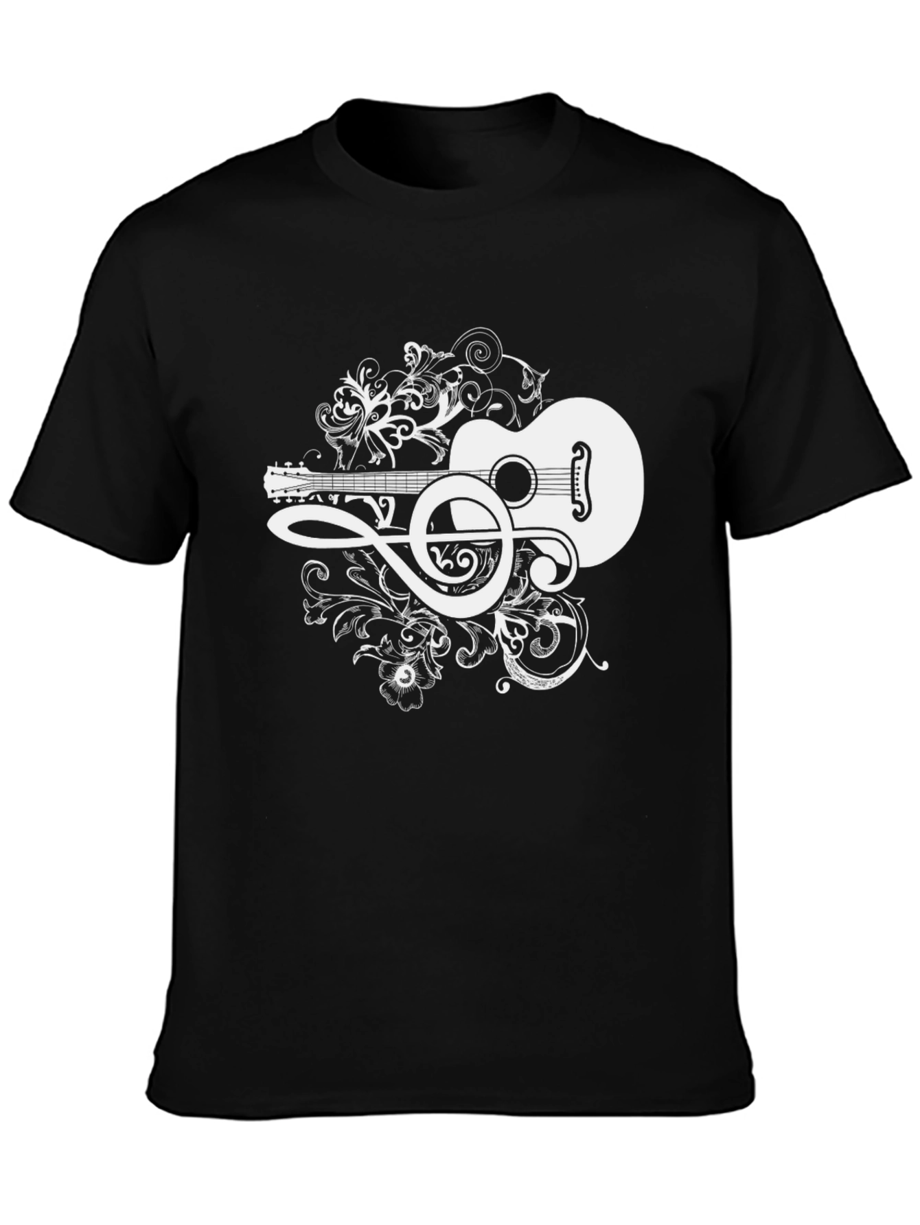 Guitar Music Graphic Tee - Black Cotton Blend
