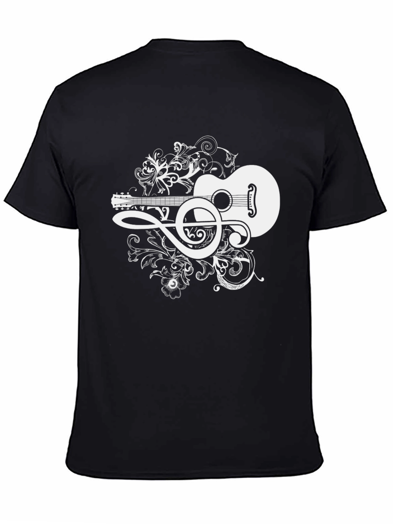 Guitar Music Graphic Tee - Black Cotton Blend