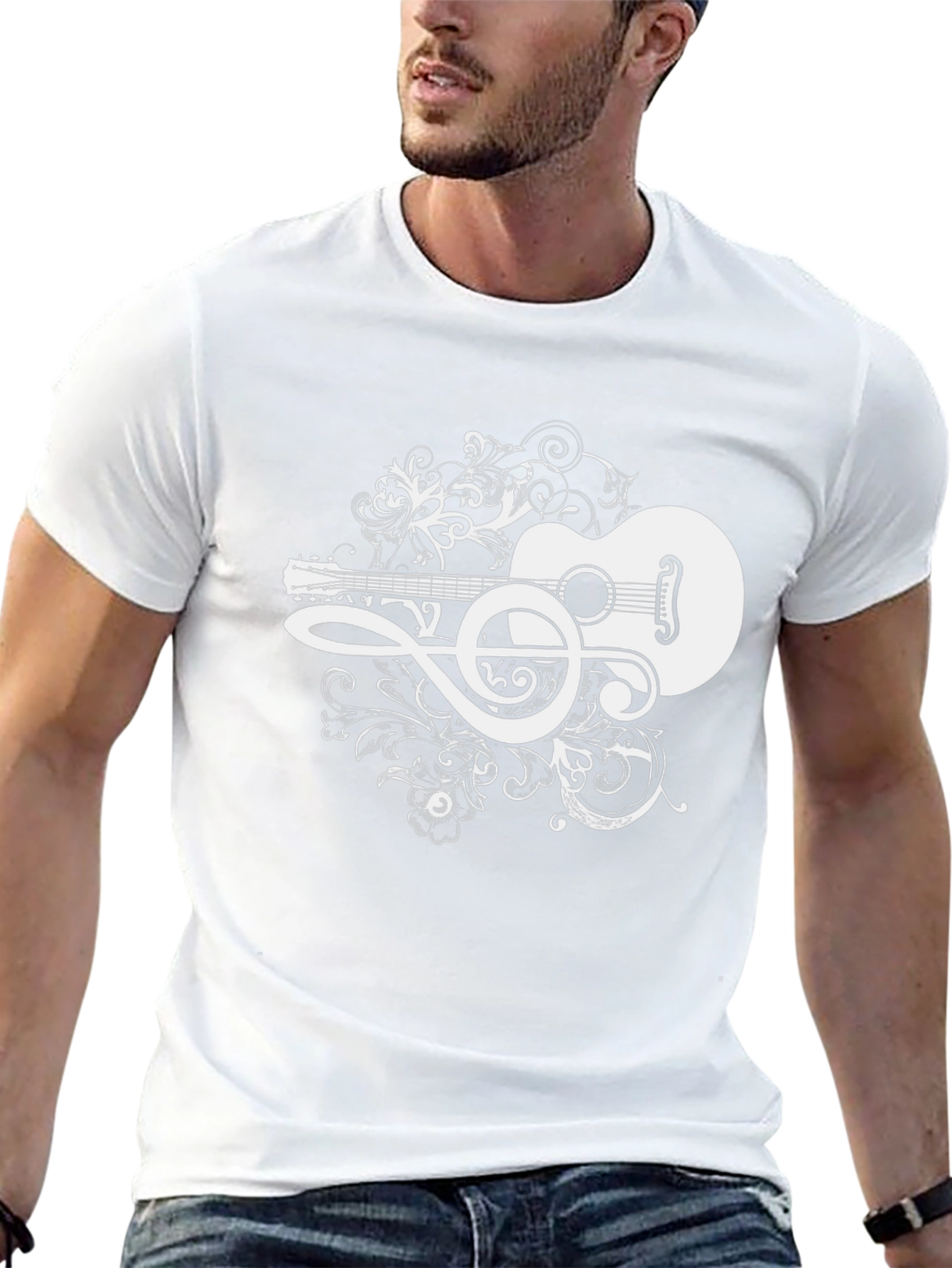 Guitar Music Graphic Tee - Black Cotton Blend