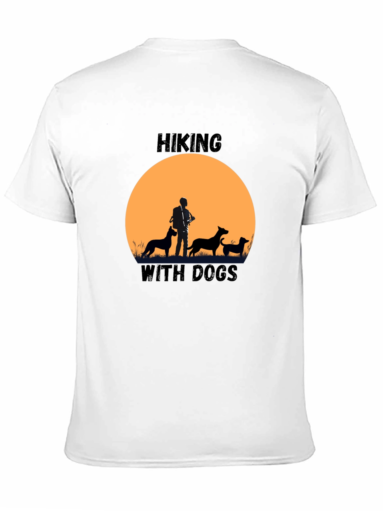 Hiking with Dogs Black Graphic T-Shirt