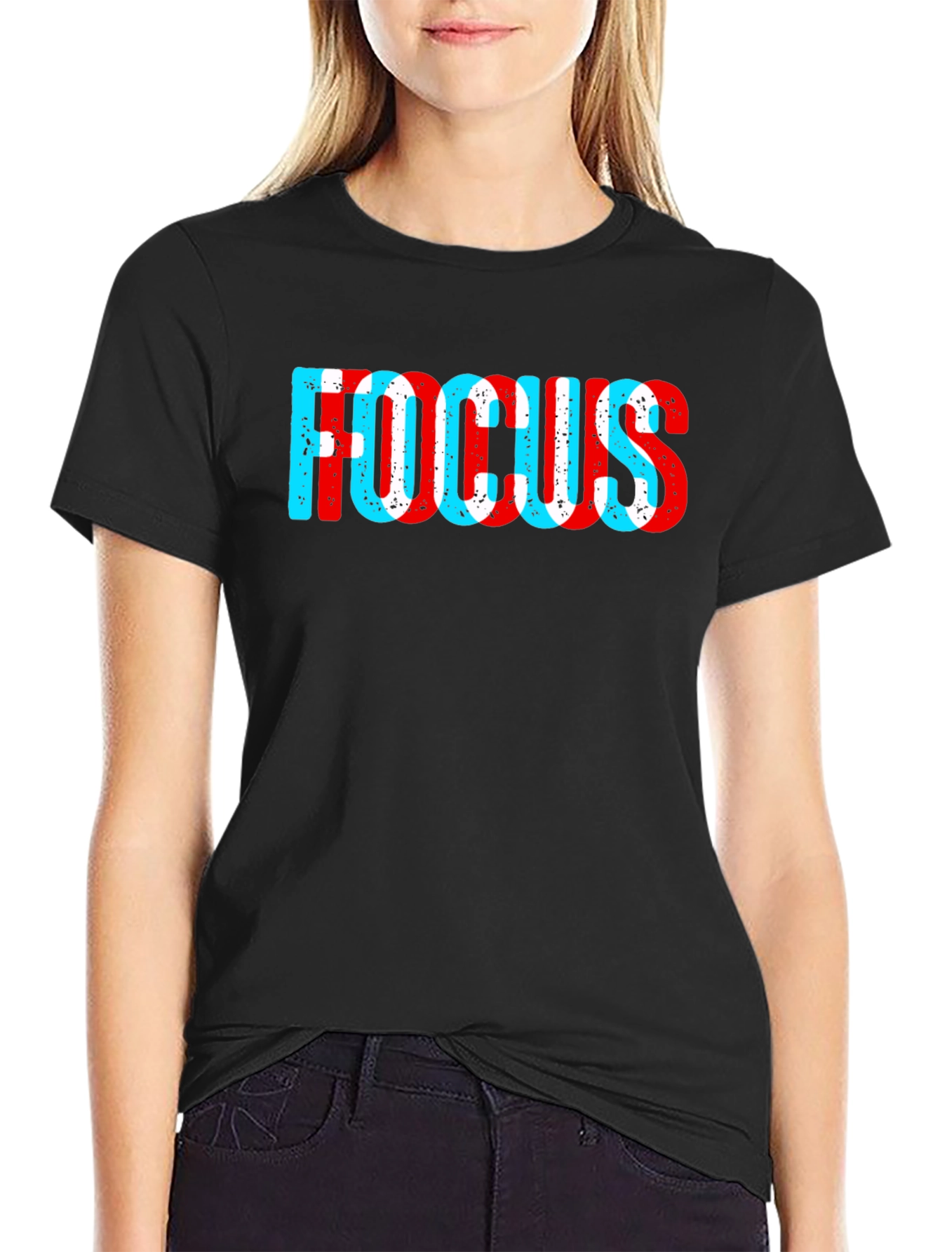 FOCUS Graphic T-Shirt - Red and Blue Print Tee
