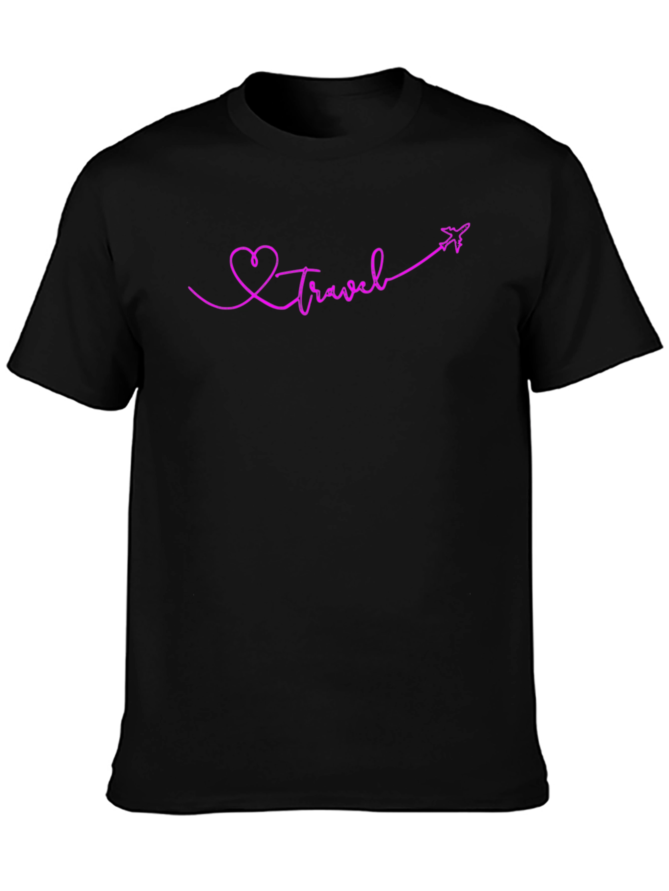 Travel Heart Graphic T-Shirt - Black Cotton