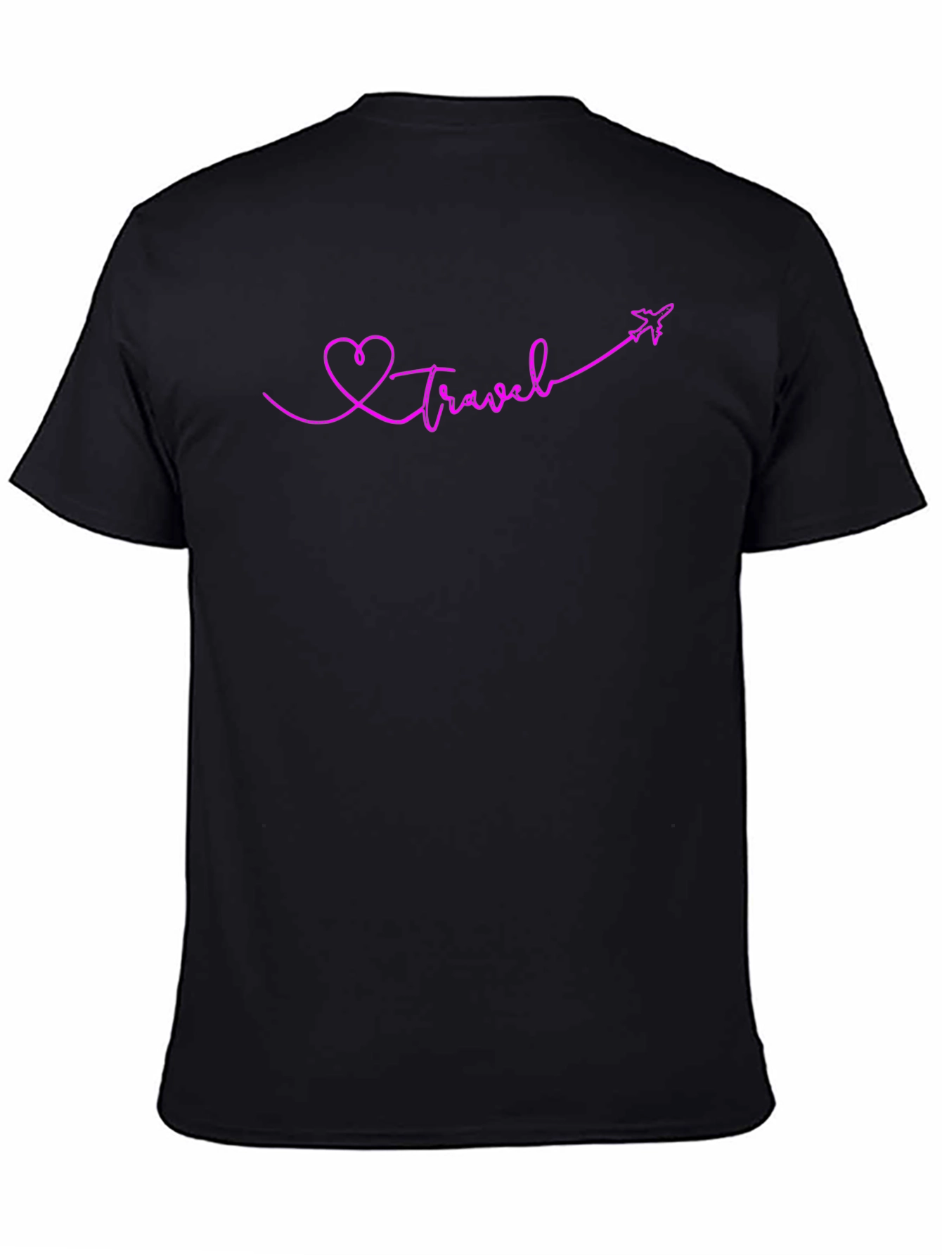 Travel Heart Graphic T-Shirt - Black Cotton