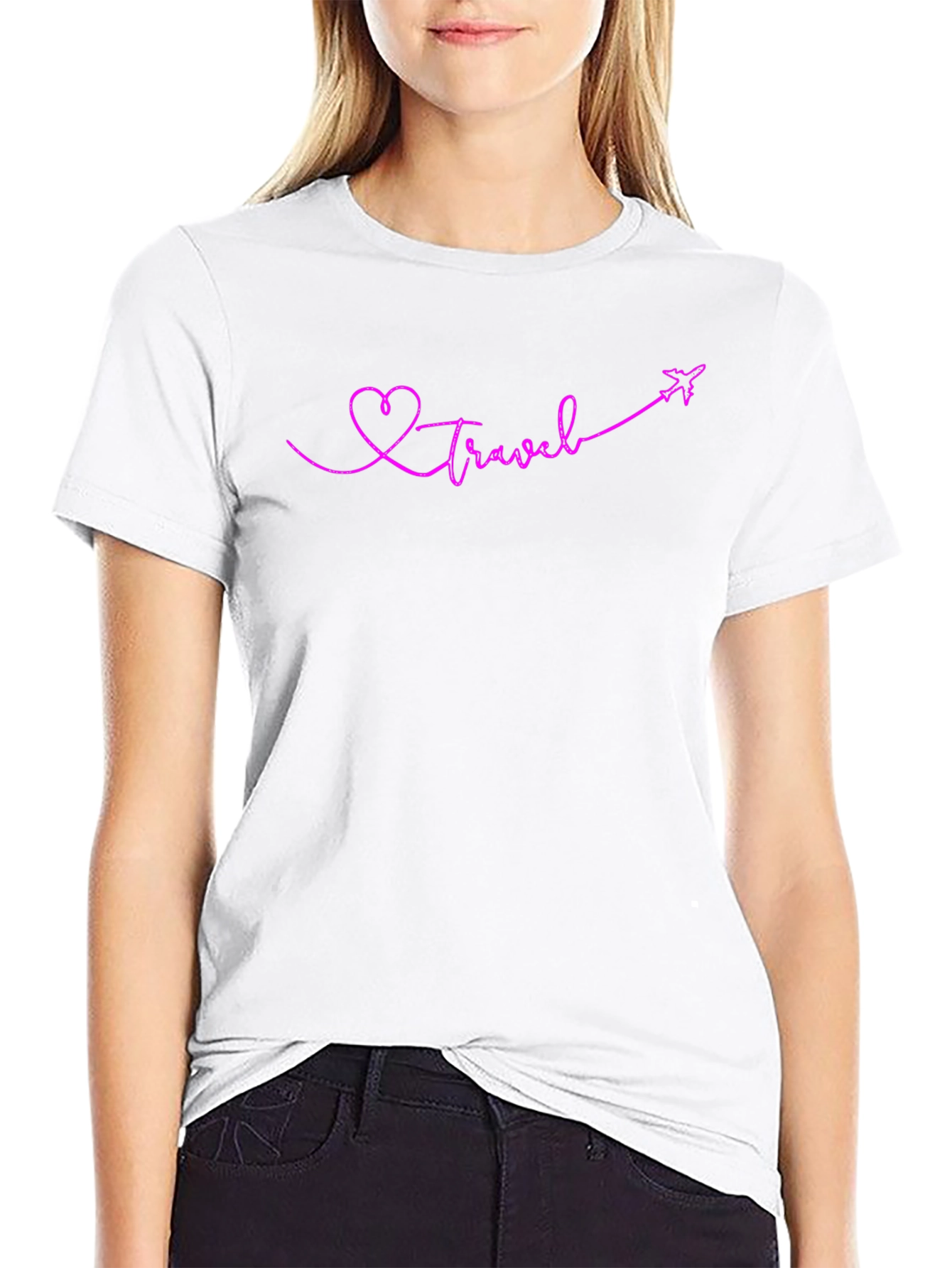 Travel Heart Graphic T-Shirt - Black Cotton