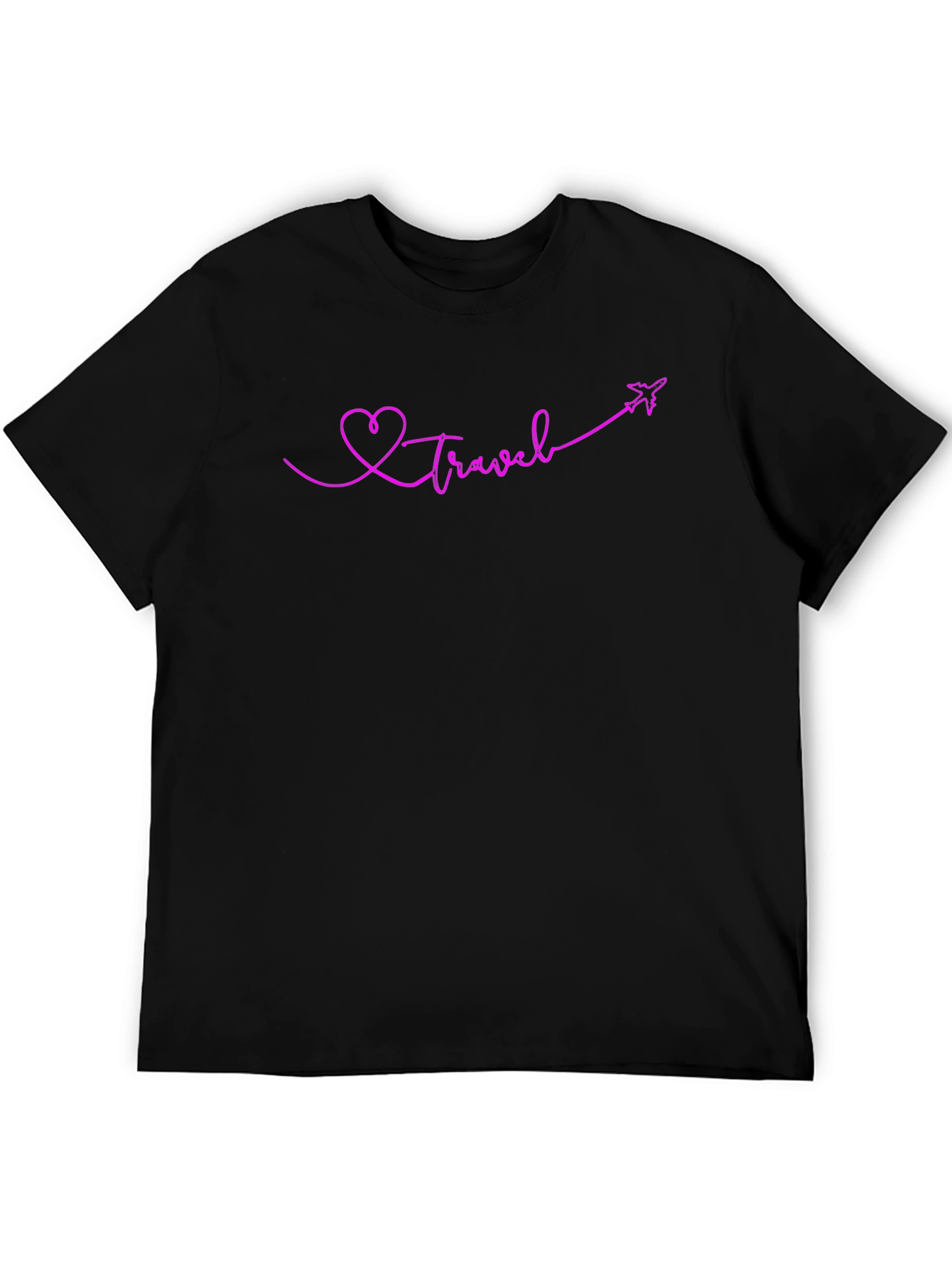 Travel Heart Graphic T-Shirt - Black Cotton