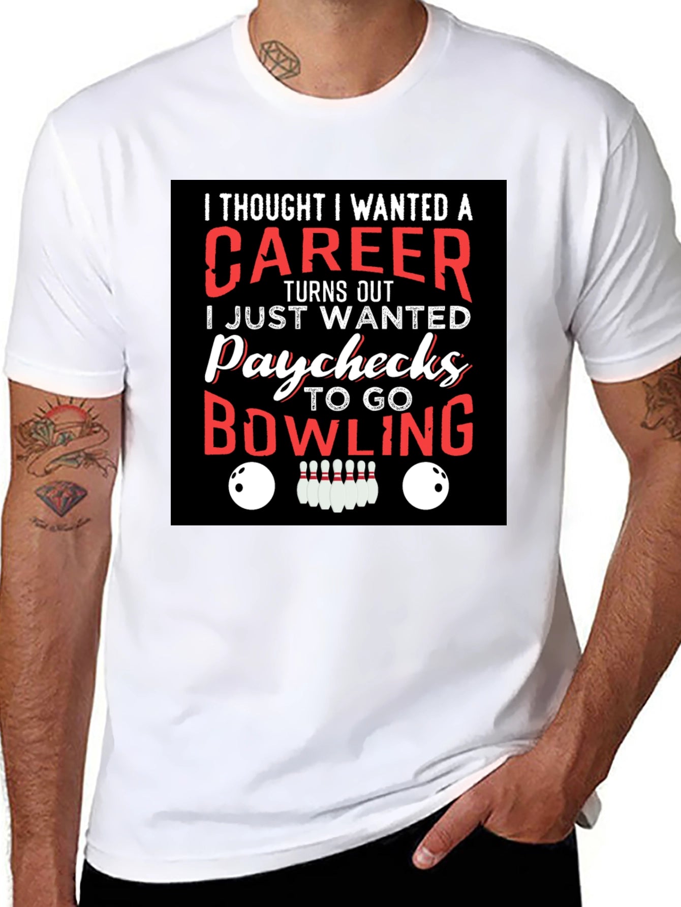 Bowling Paychecks Graphic T-Shirt
