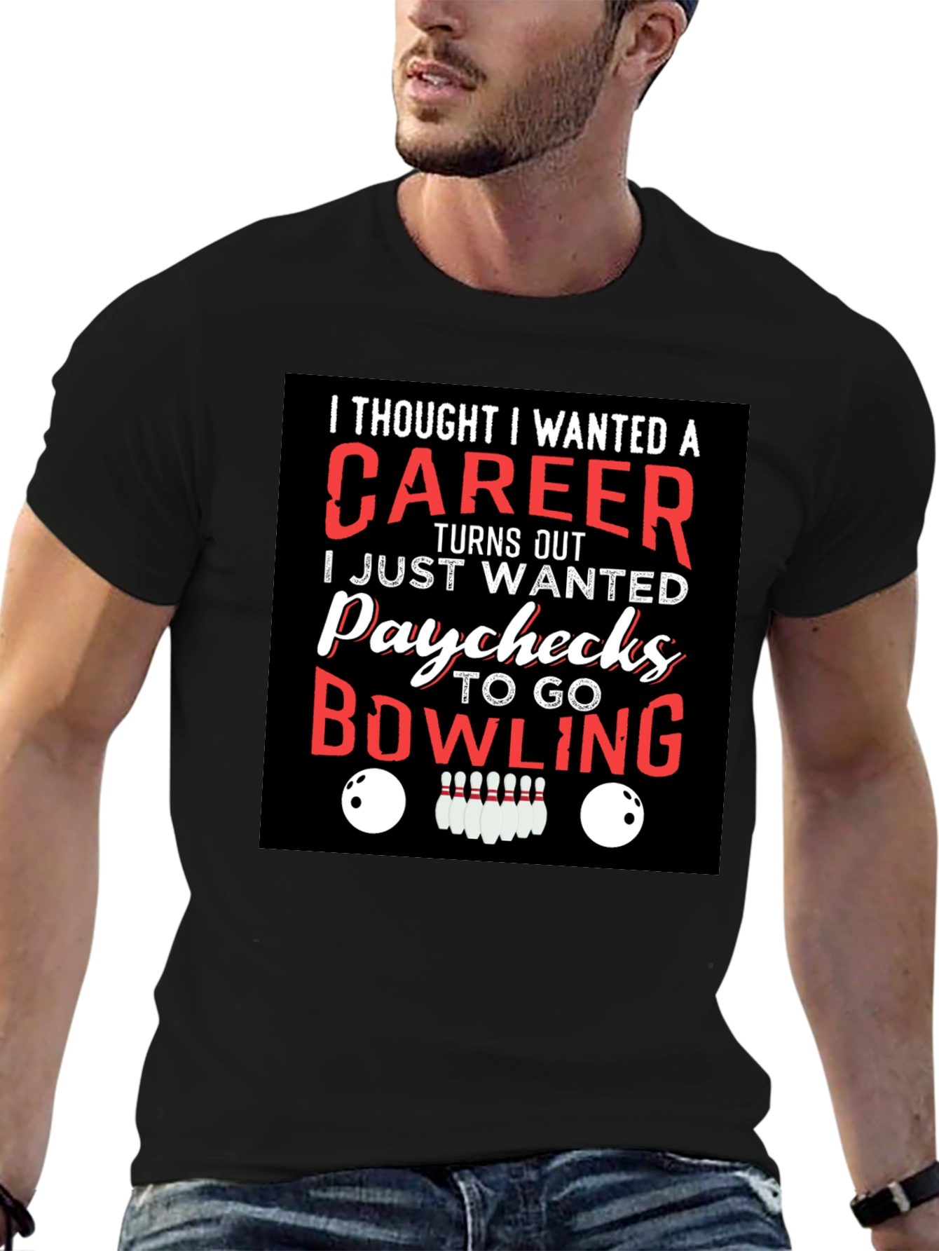 Bowling Paychecks Graphic T-Shirt