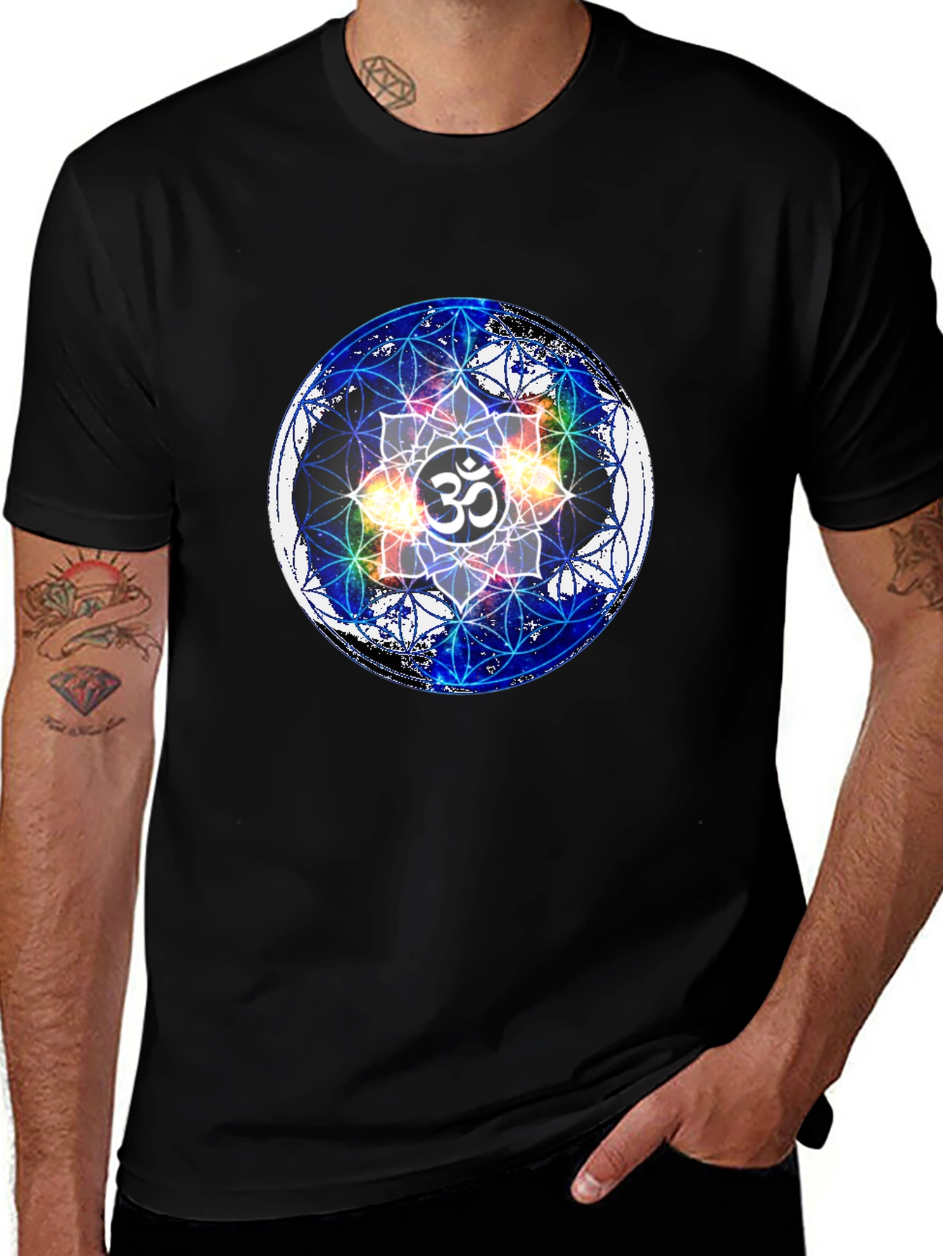 Om Mandala Black T-Shirt - Spiritual Design