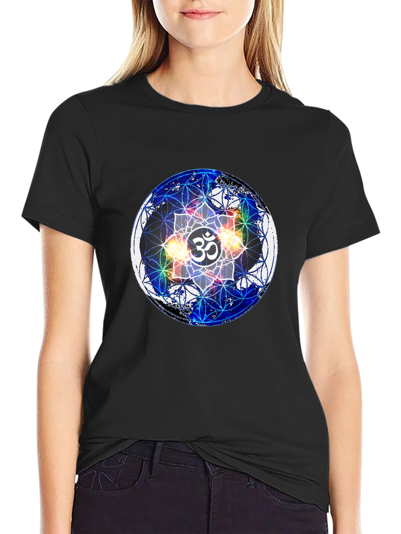 Om Mandala Black T-Shirt - Spiritual Design