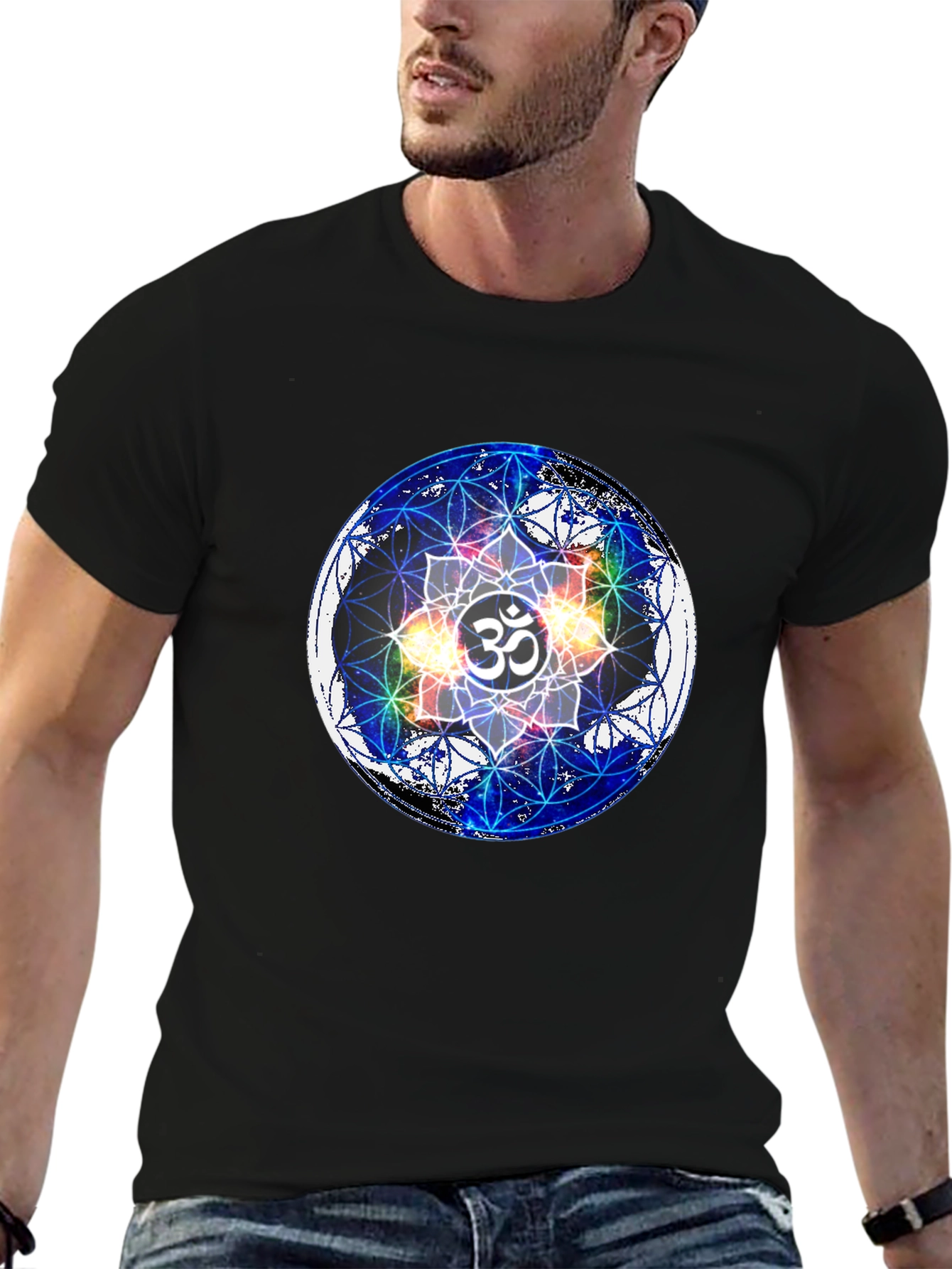 Om Mandala Black T-Shirt - Spiritual Design