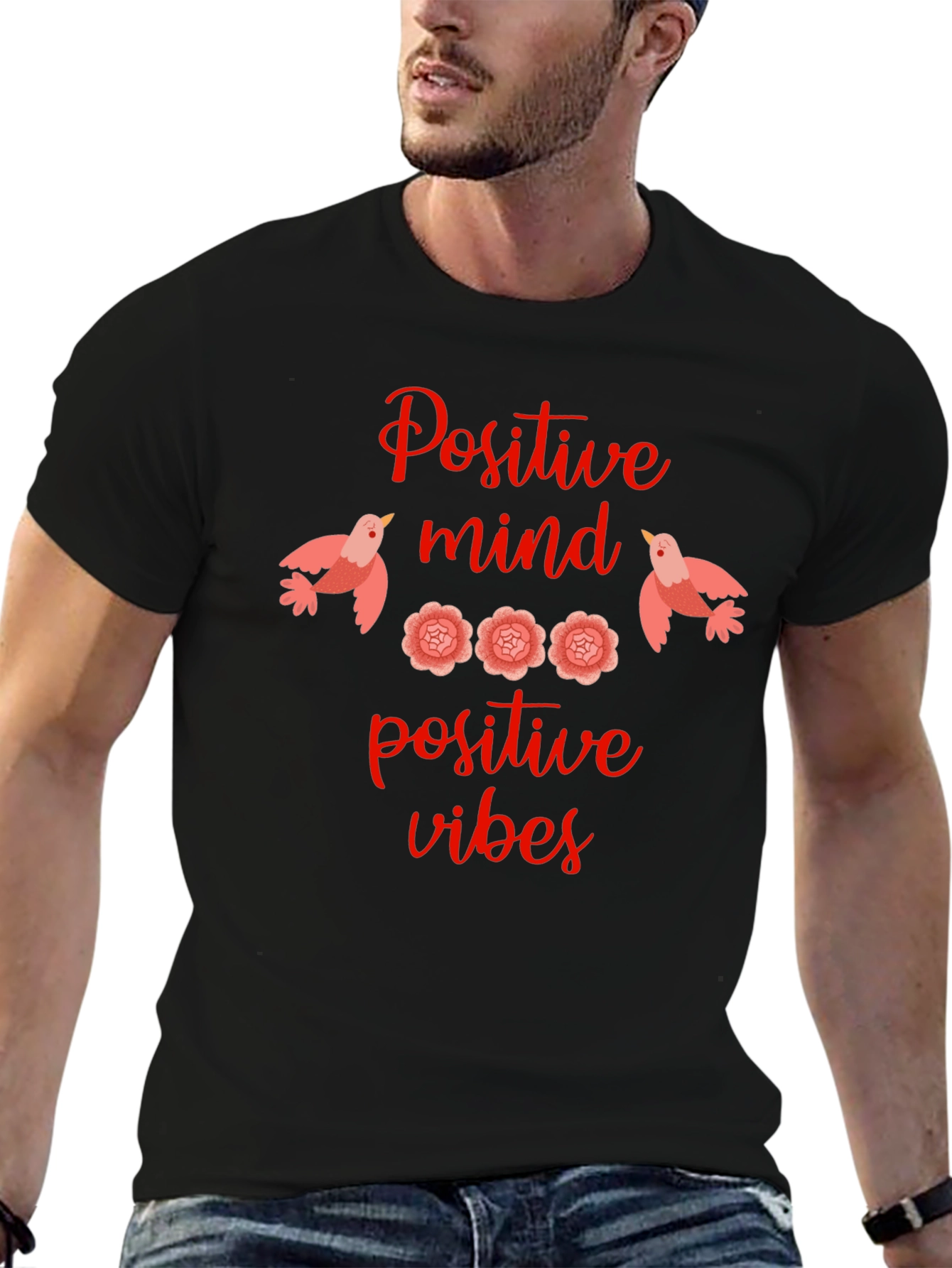 Positive Mind Vibes Graphic Tee - Black