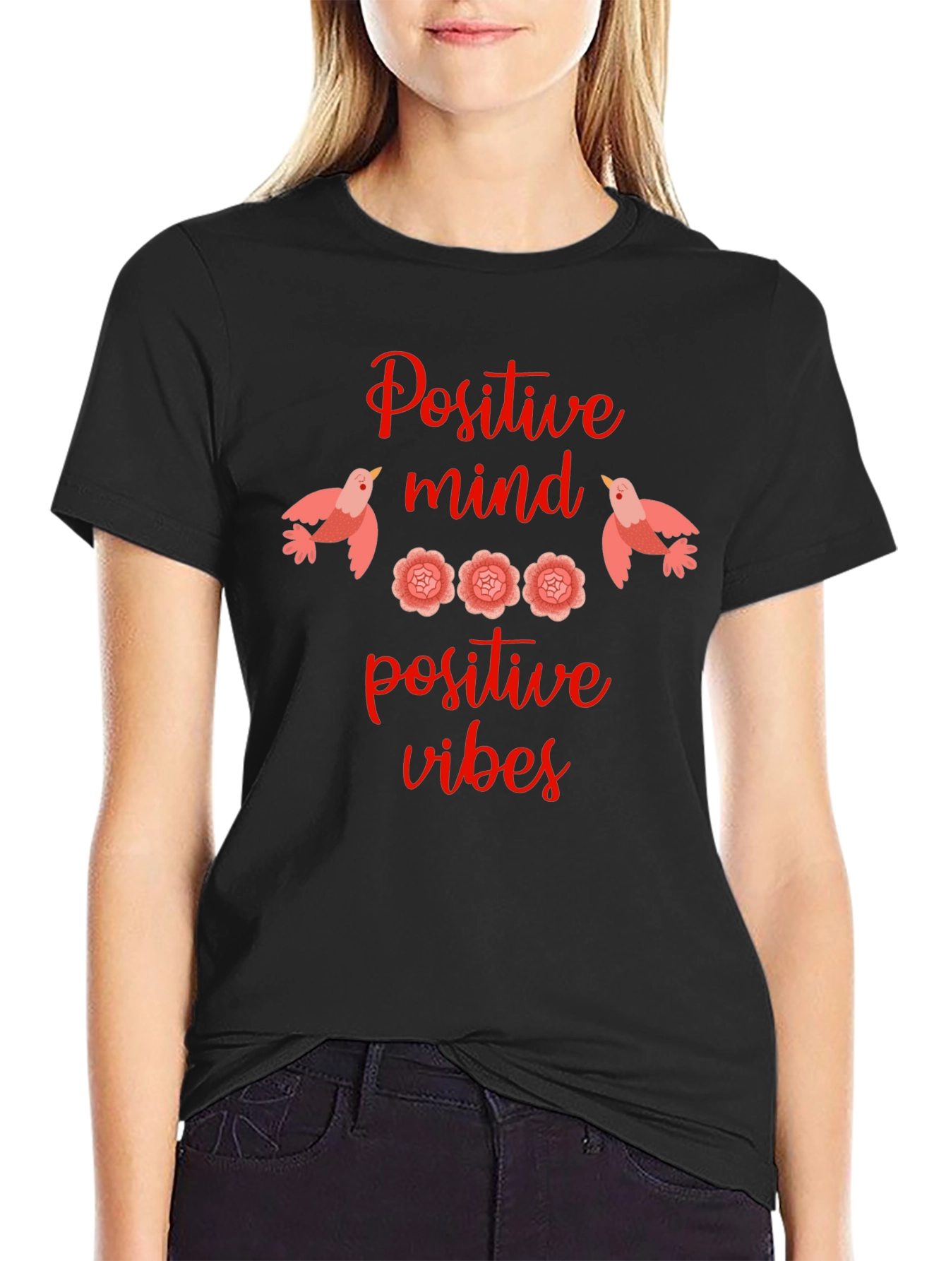 Positive Mind Vibes Graphic Tee - Black