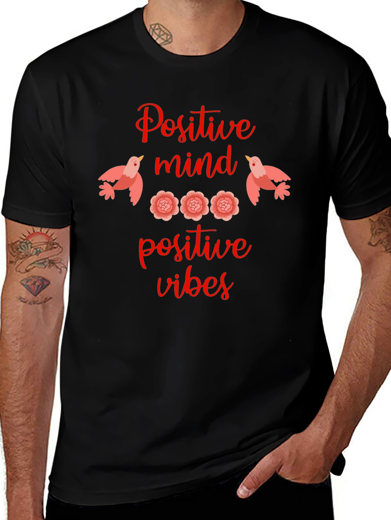 Positive Mind Vibes Graphic Tee - Black