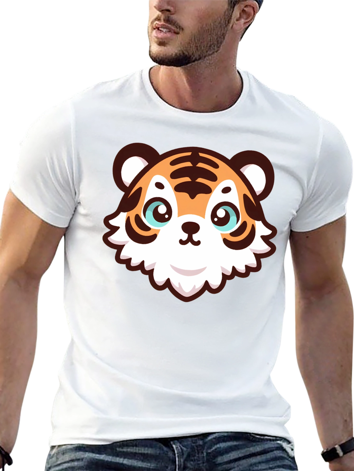Cute Cartoon Tiger Graphic T-Shirt