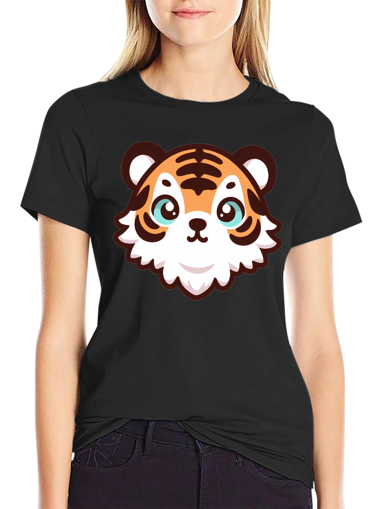 Cute Cartoon Tiger Graphic T-Shirt