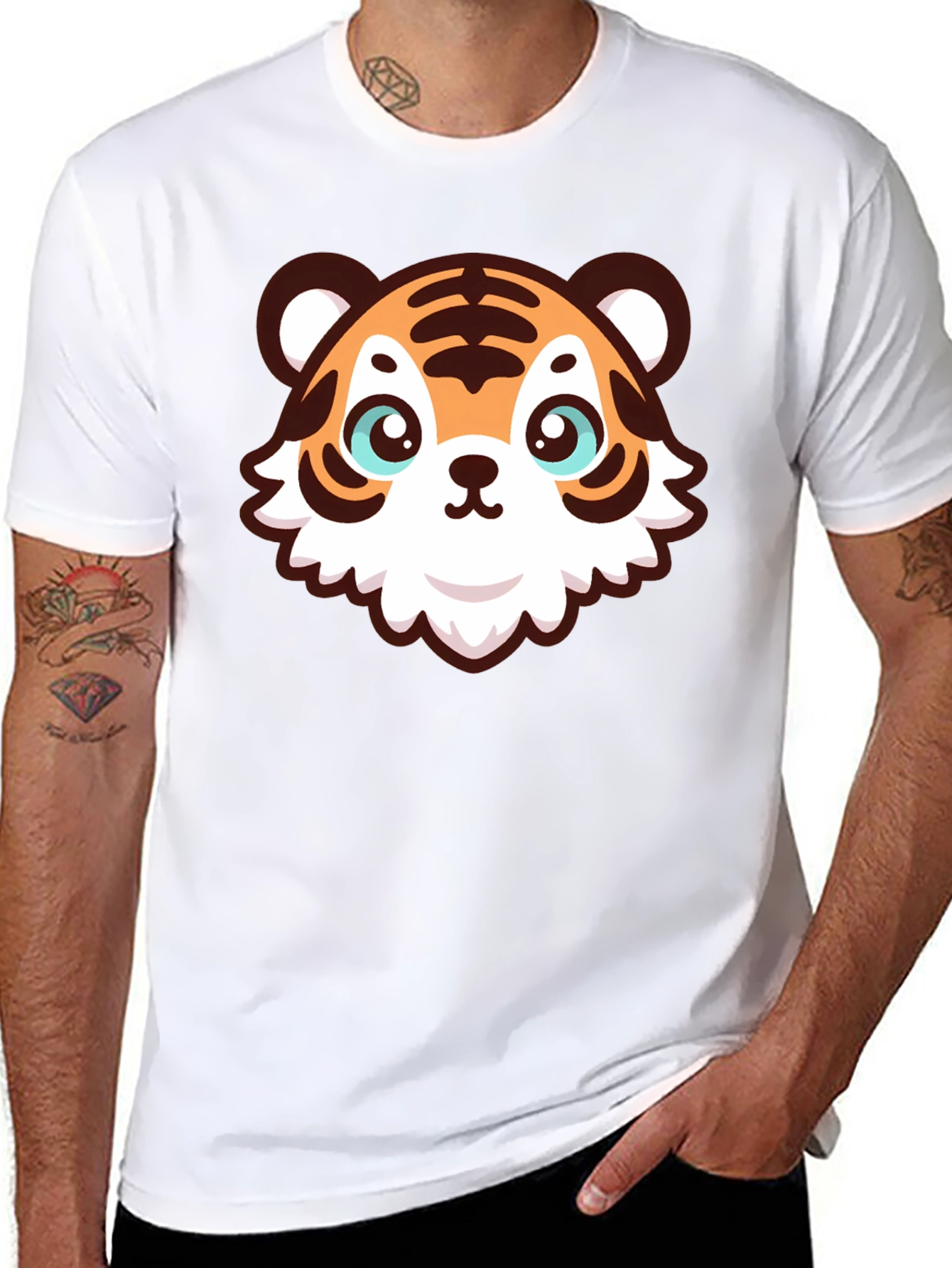 Cute Cartoon Tiger Graphic T-Shirt