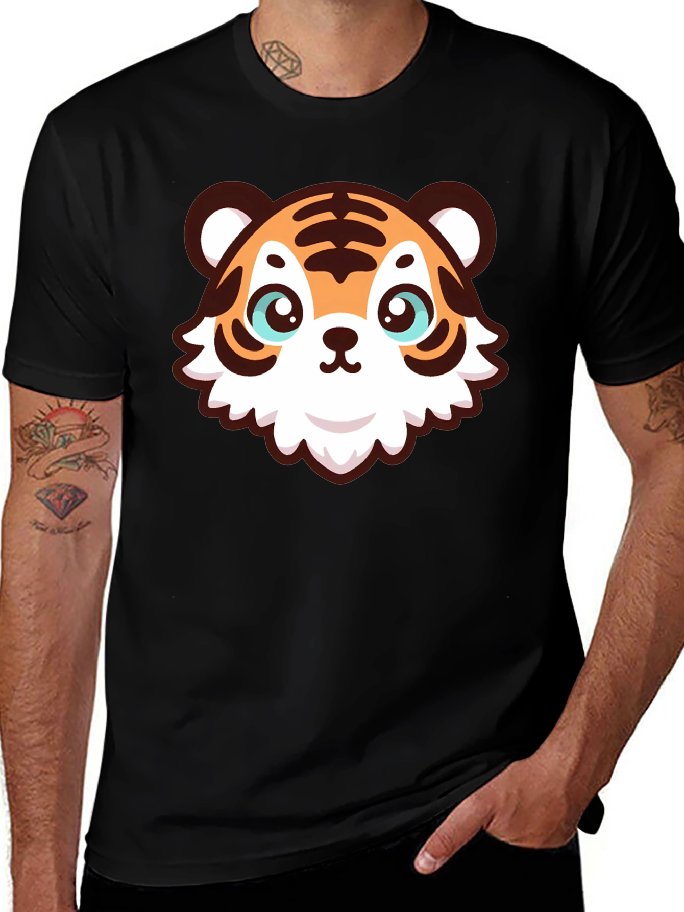 Cute Cartoon Tiger Graphic T-Shirt