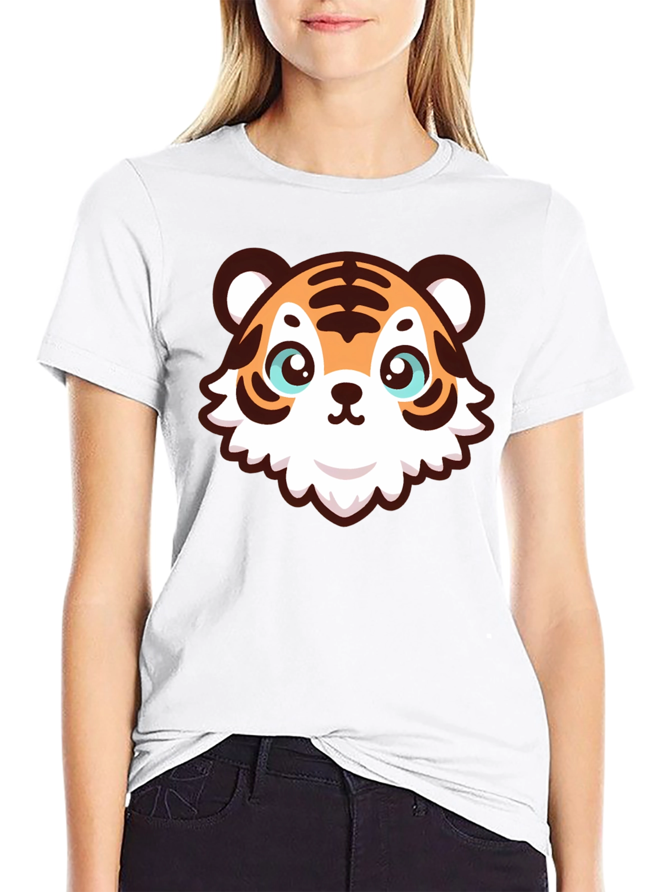 Cute Cartoon Tiger Graphic T-Shirt