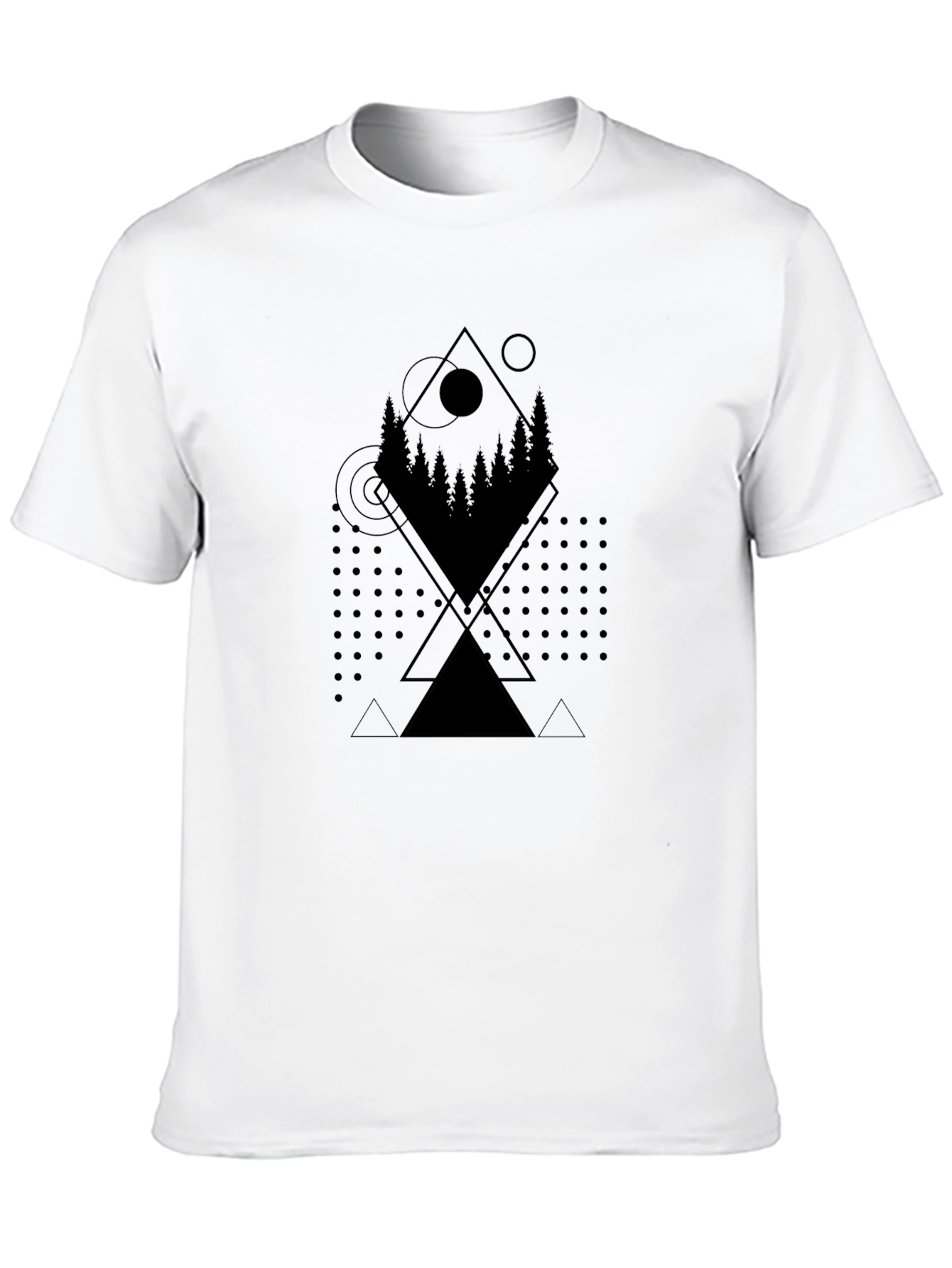 Geometric Forest Print Tee - Modern Casual Style