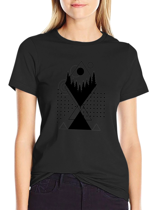 Geometric Forest Print Tee - Modern Casual Style
