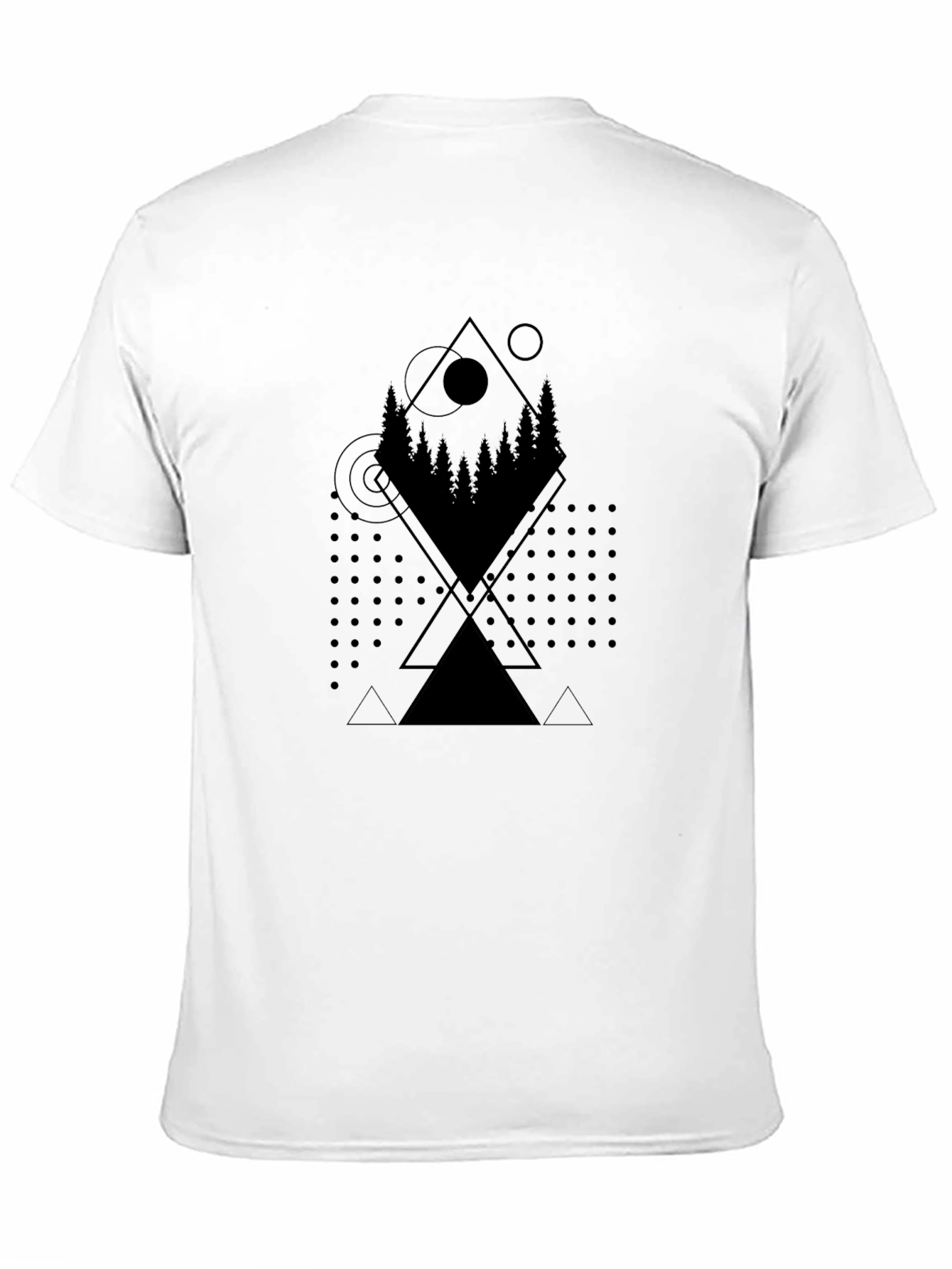 Geometric Forest Print Tee - Modern Casual Style