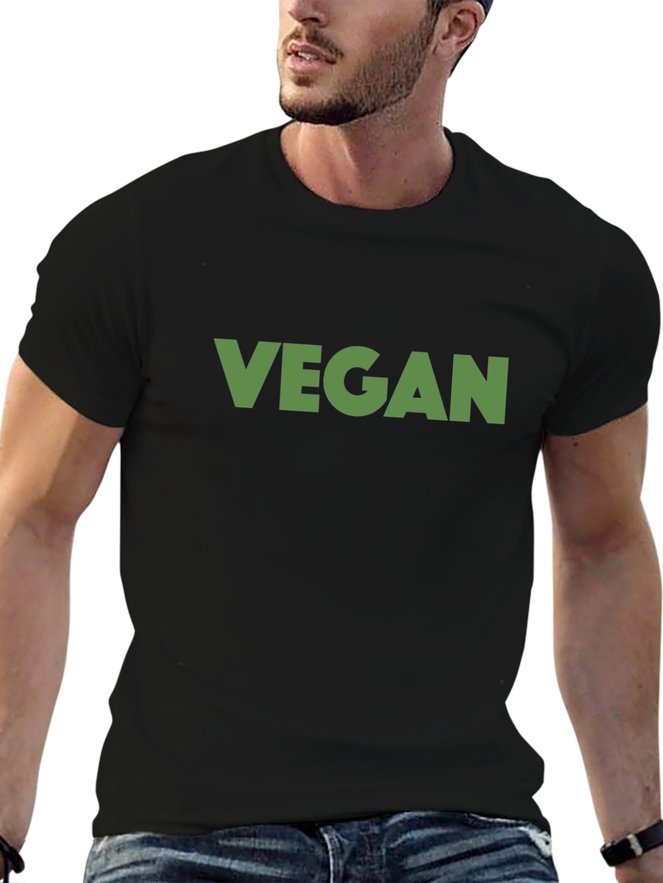 Vegan Statement T-Shirt - Bold Green Print on Black
