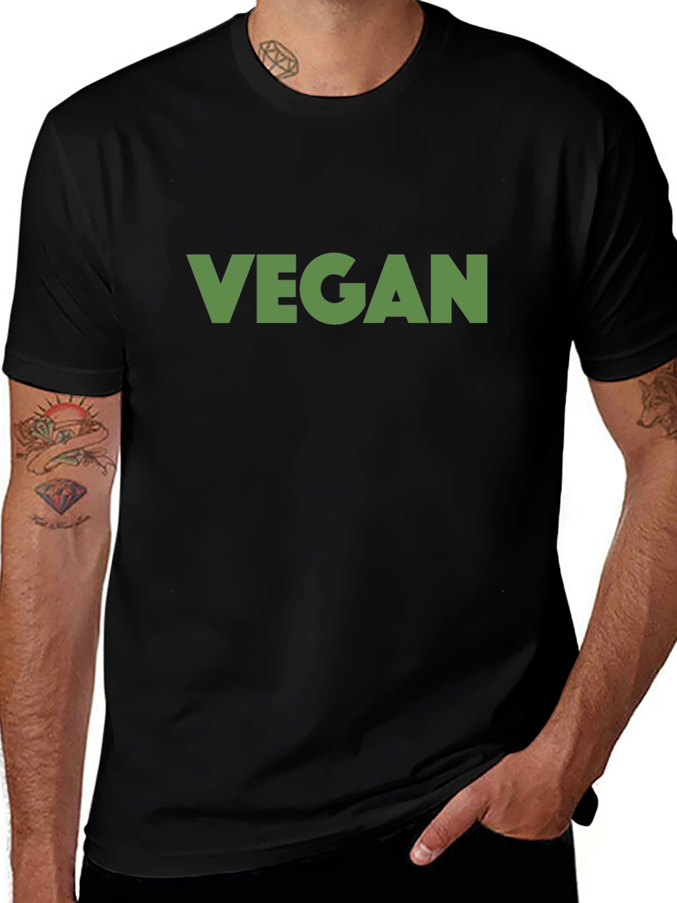 Vegan Statement T-Shirt - Bold Green Print on Black
