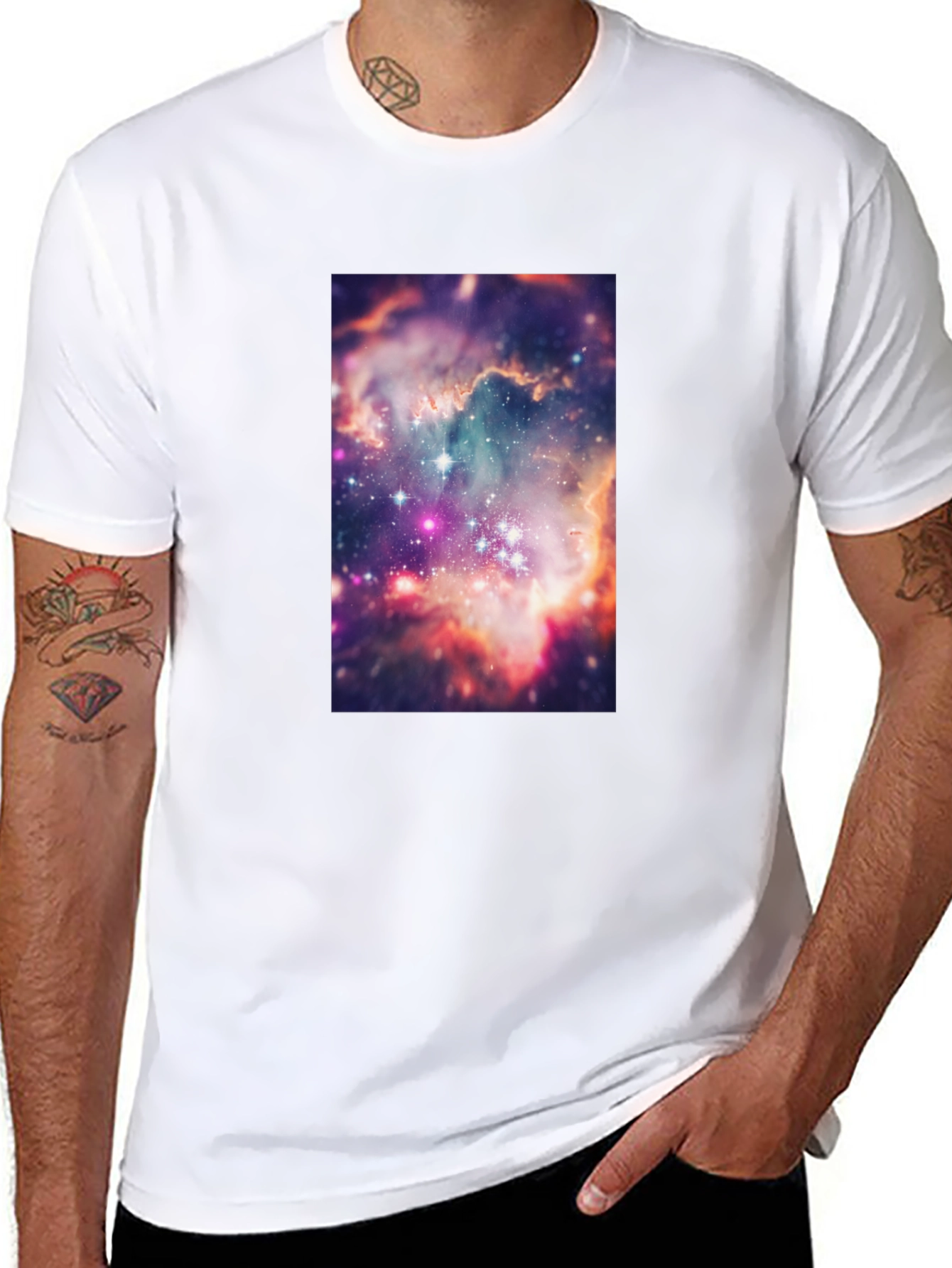 Galaxy Print Black T-Shirt - Cosmic Style
