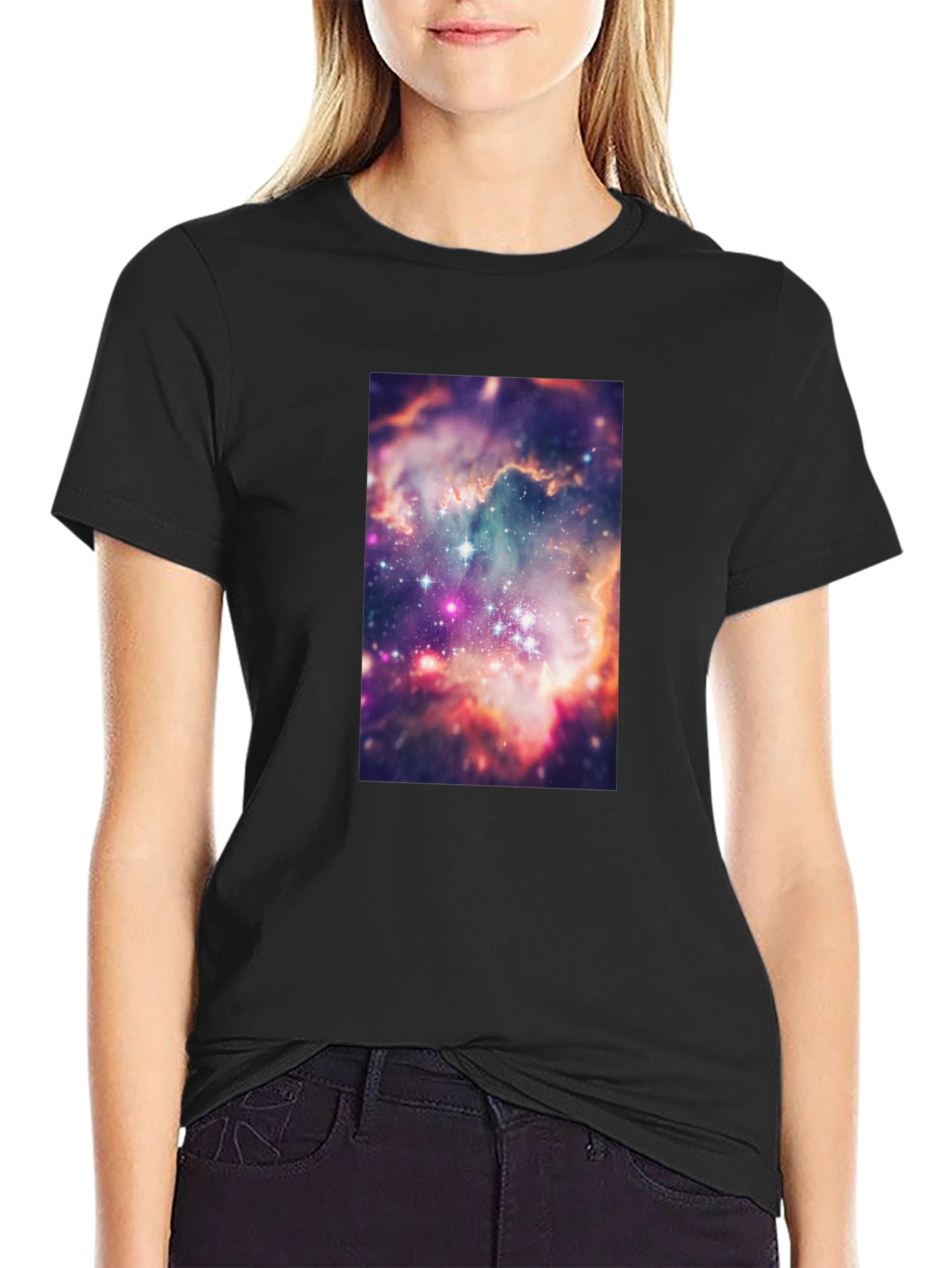 Galaxy Print Black T-Shirt - Cosmic Style