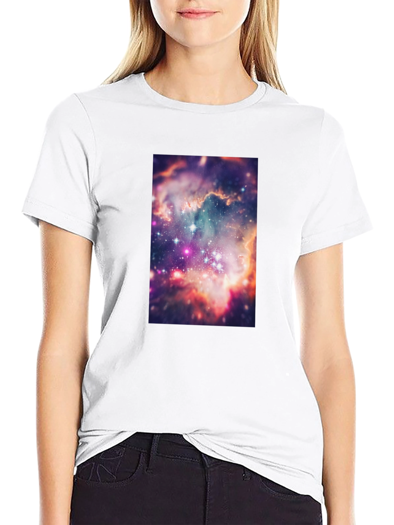 Galaxy Print Black T-Shirt - Cosmic Style