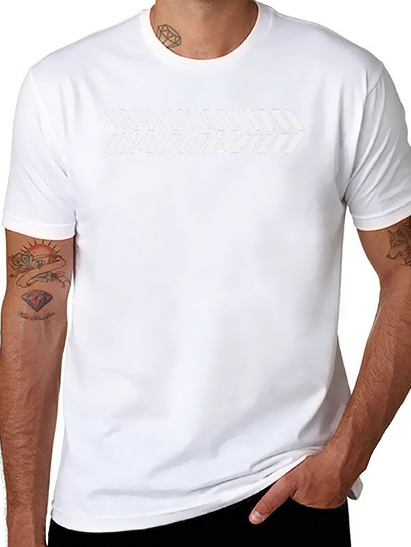 Modern Graphic Print Black Crewneck T-Shirt