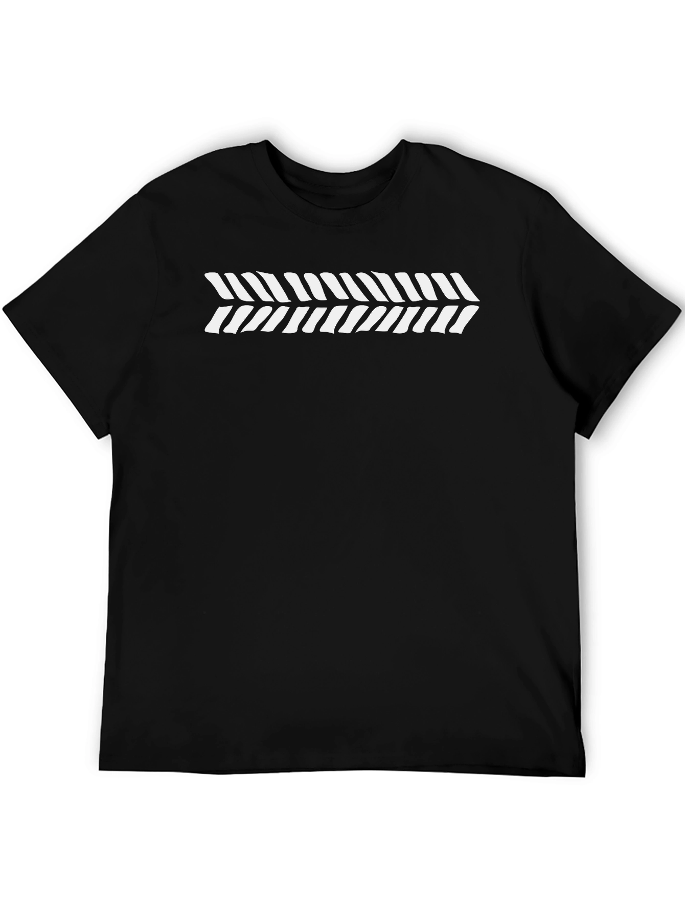 Modern Graphic Print Black Crewneck T-Shirt