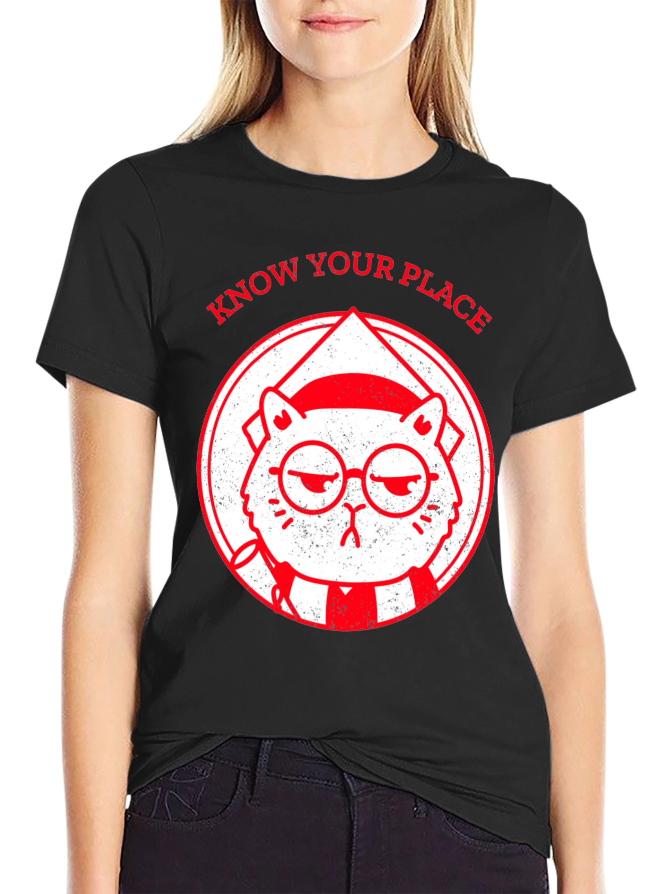 Know Your Place Funny Cat Graphic T-Shirt
