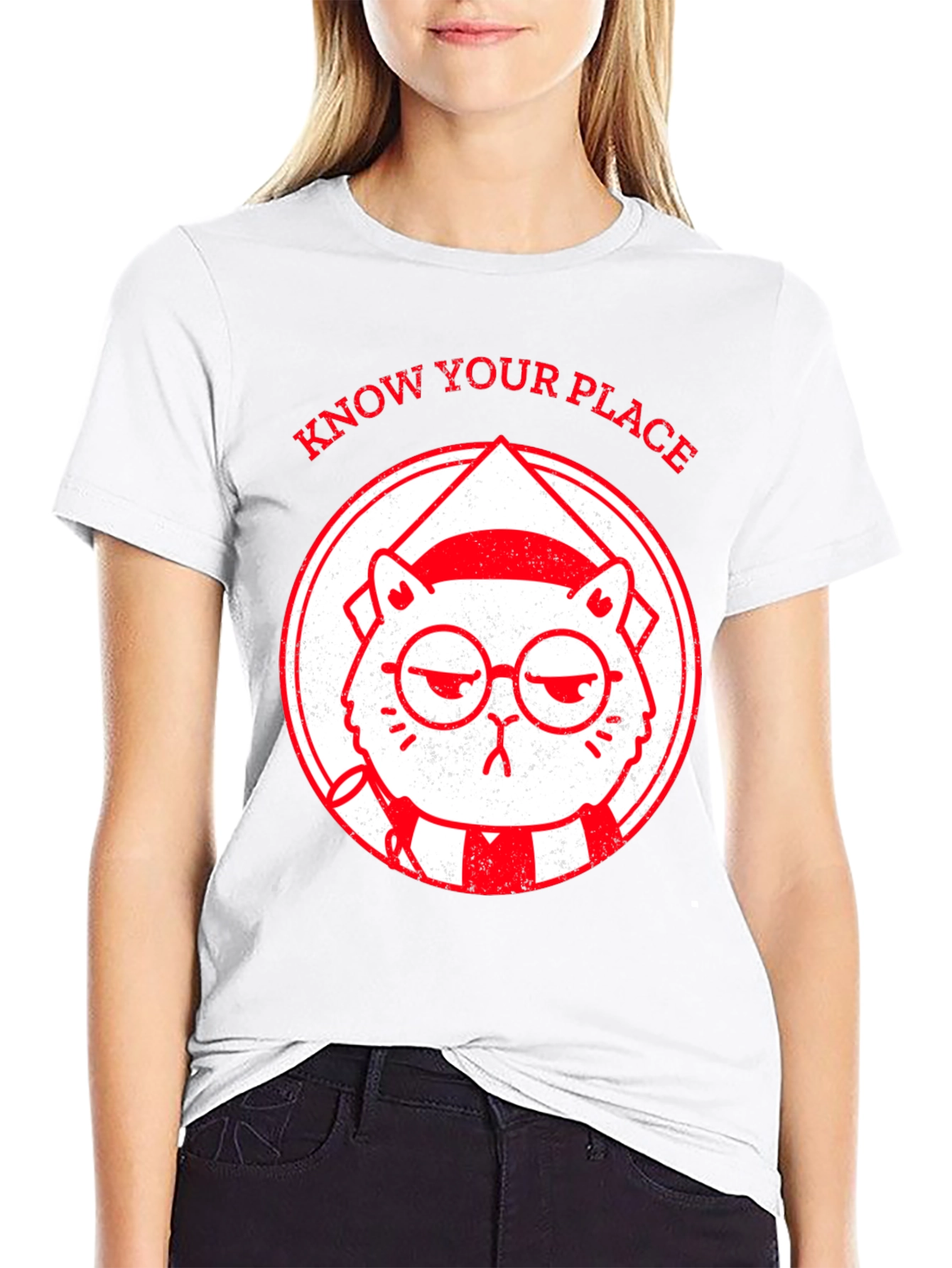 Know Your Place Funny Cat Graphic T-Shirt