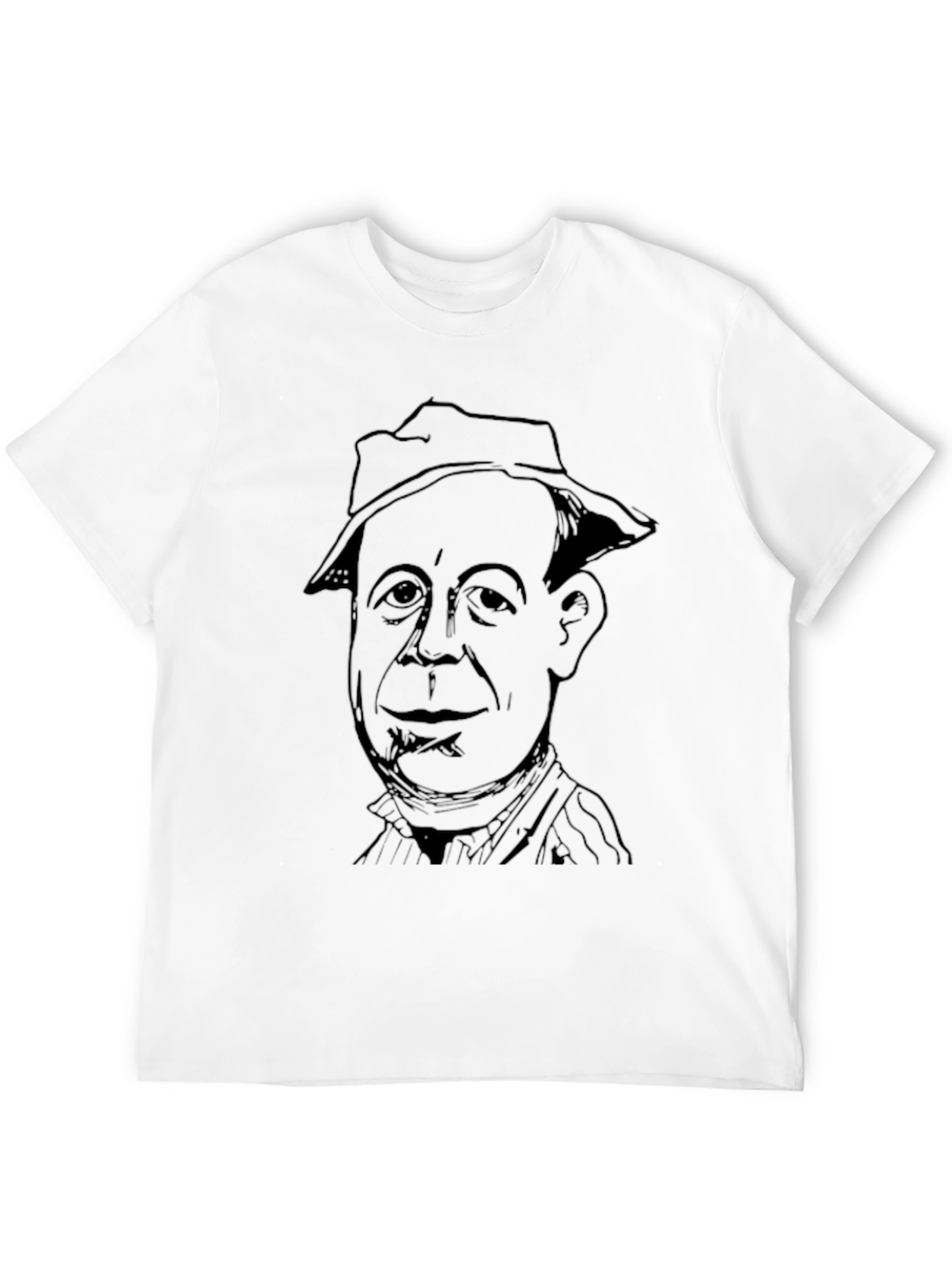 Black T-Shirt with Man in Hat Graphic