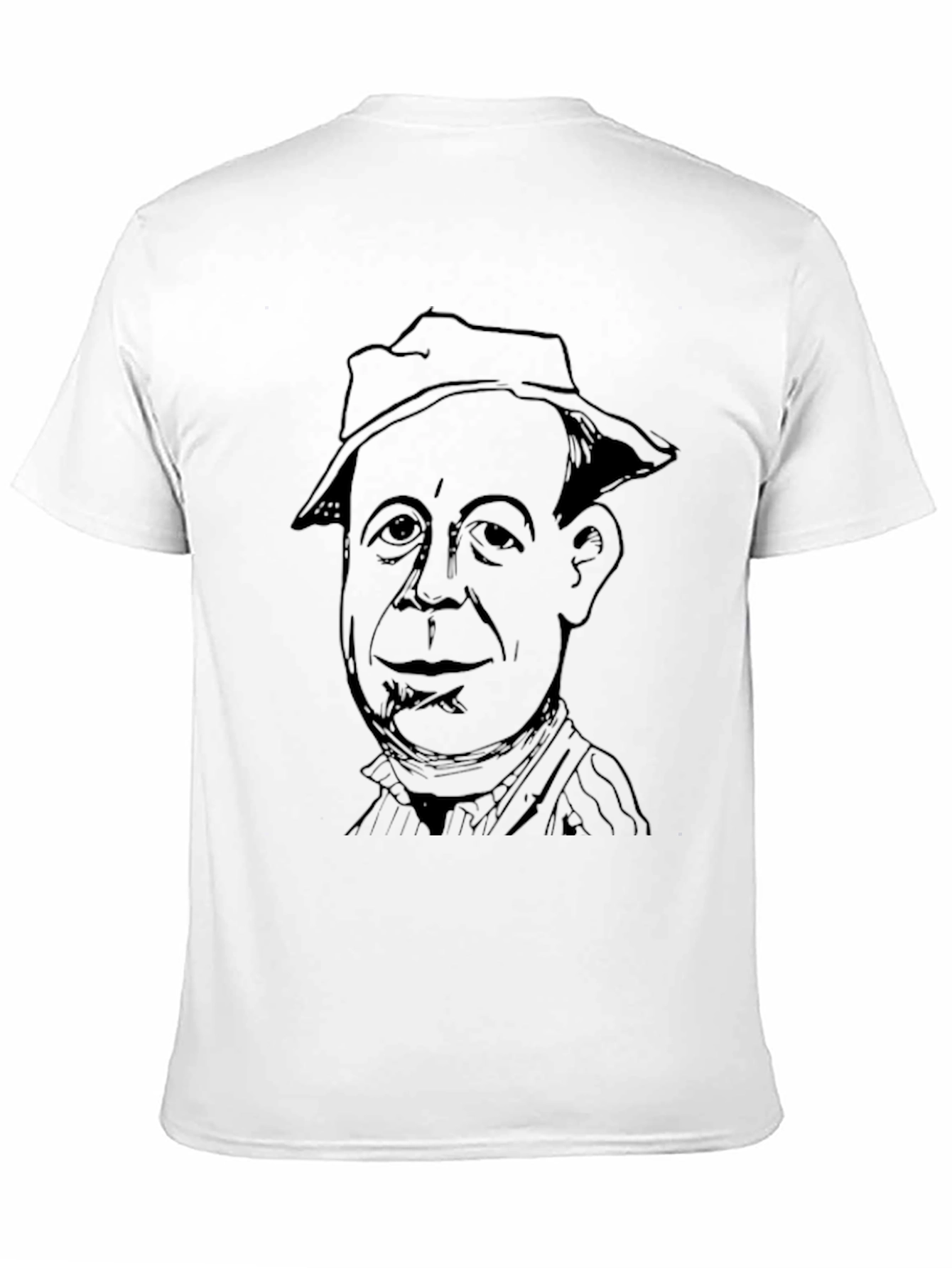 Black T-Shirt with Man in Hat Graphic