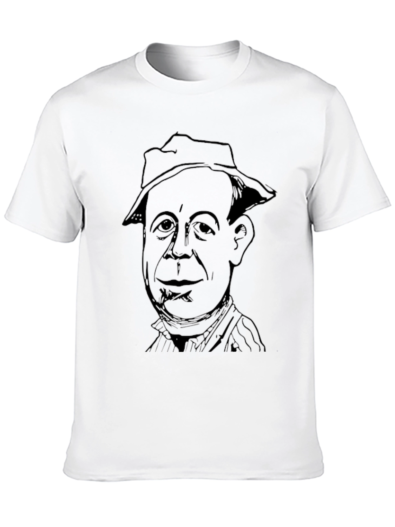 Black T-Shirt with Man in Hat Graphic