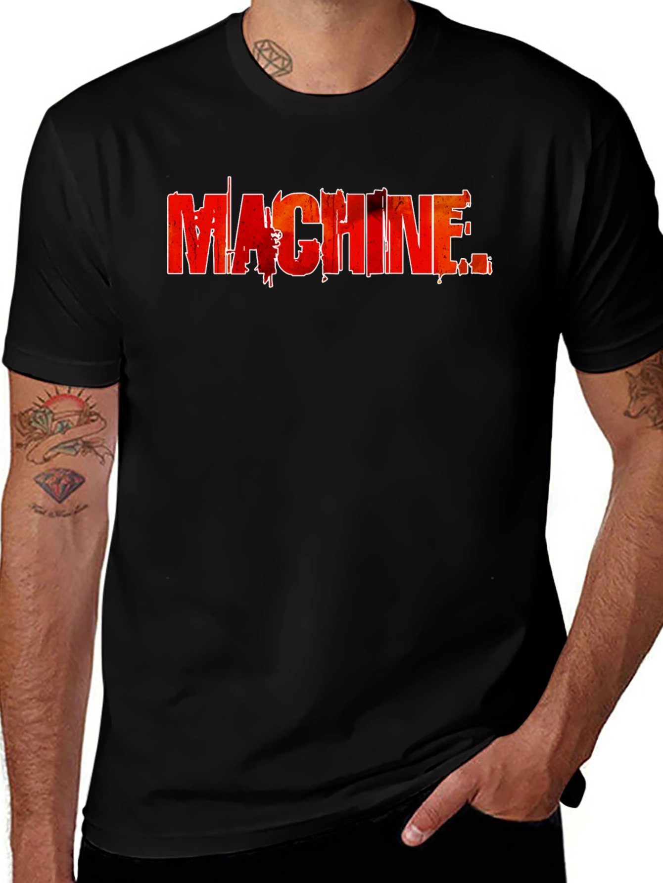 Machine Graphic Print Black T-Shirt