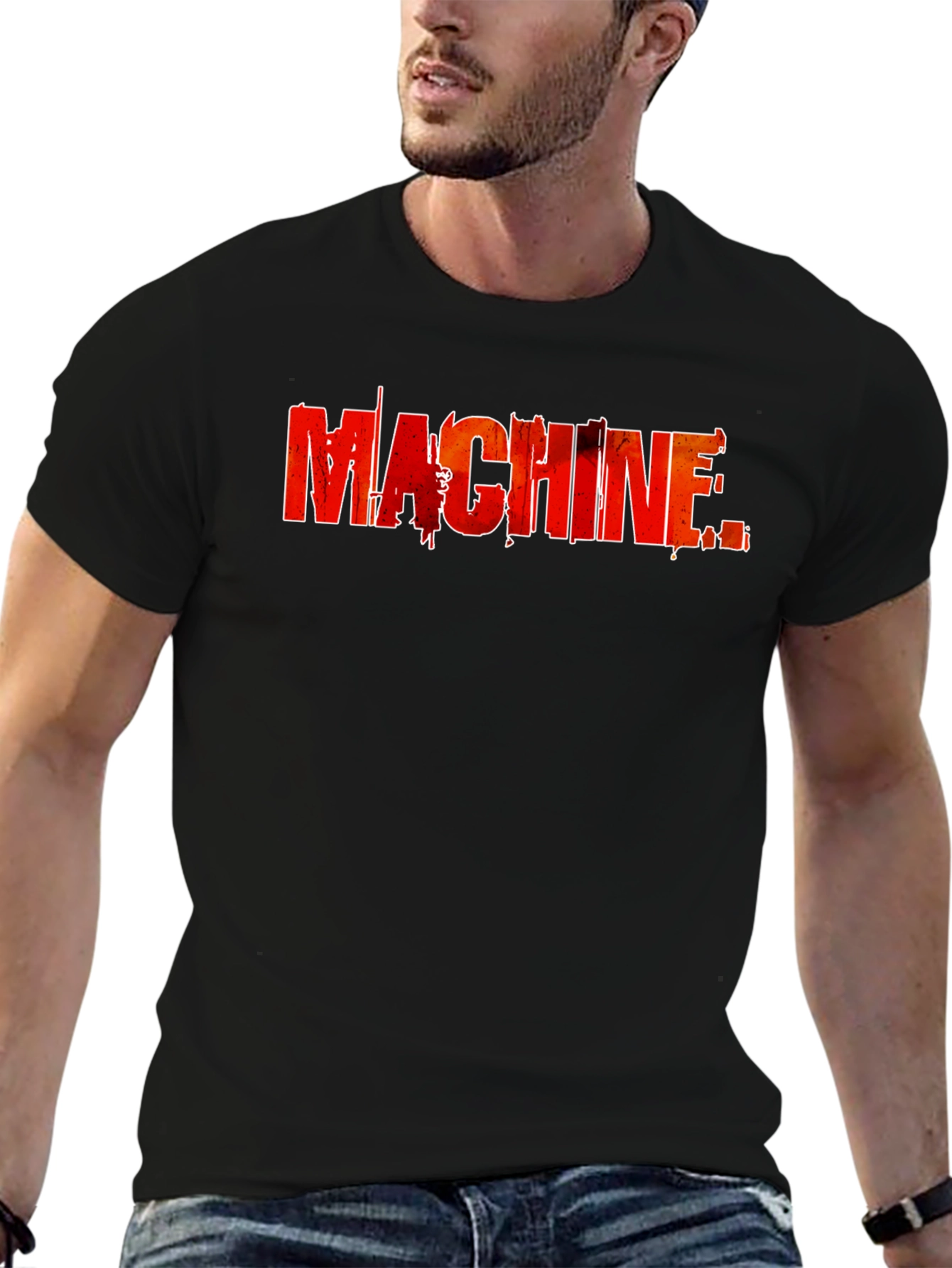 Machine Graphic Print Black T-Shirt