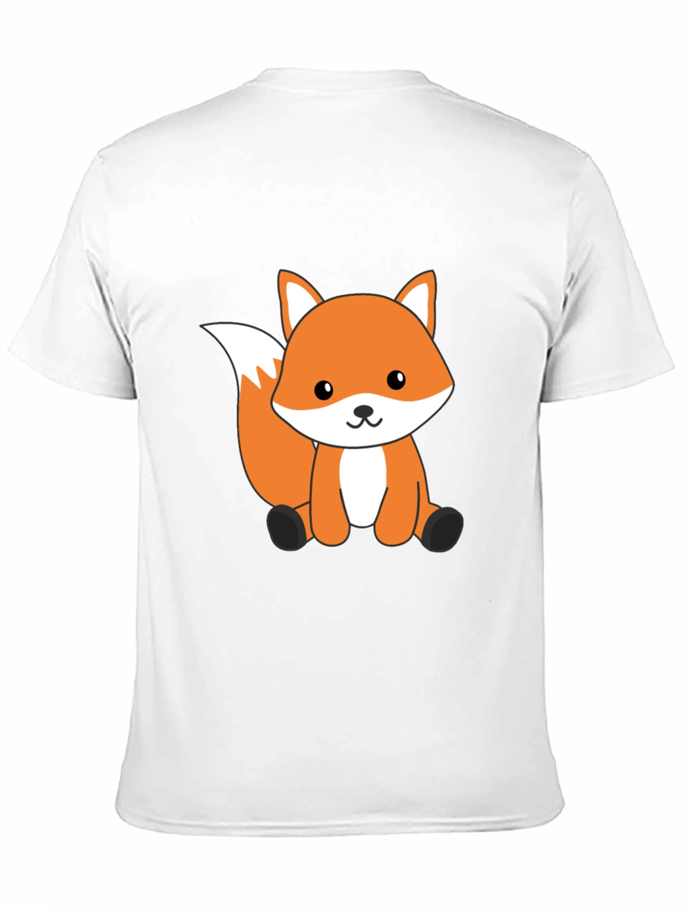Cute Cartoon Fox Graphic T-Shirt - Black Cotton Tee