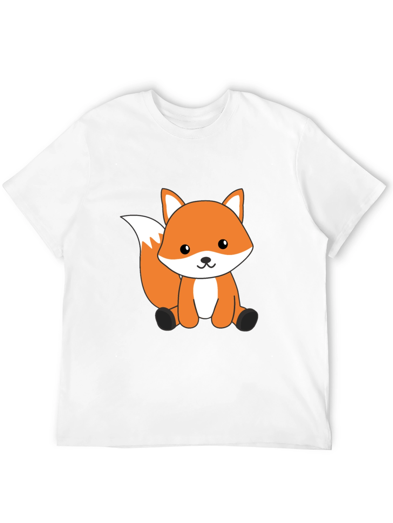 Cute Cartoon Fox Graphic T-Shirt - Black Cotton Tee