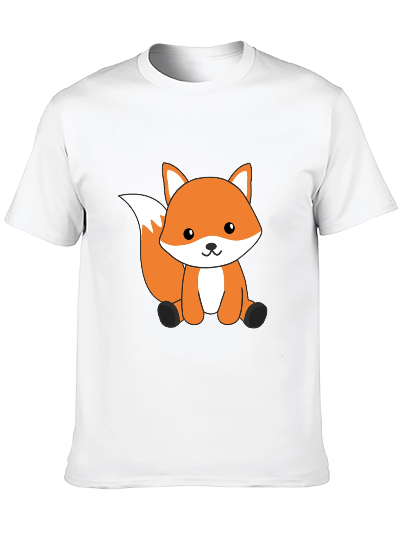 Cute Cartoon Fox Graphic T-Shirt - Black Cotton Tee