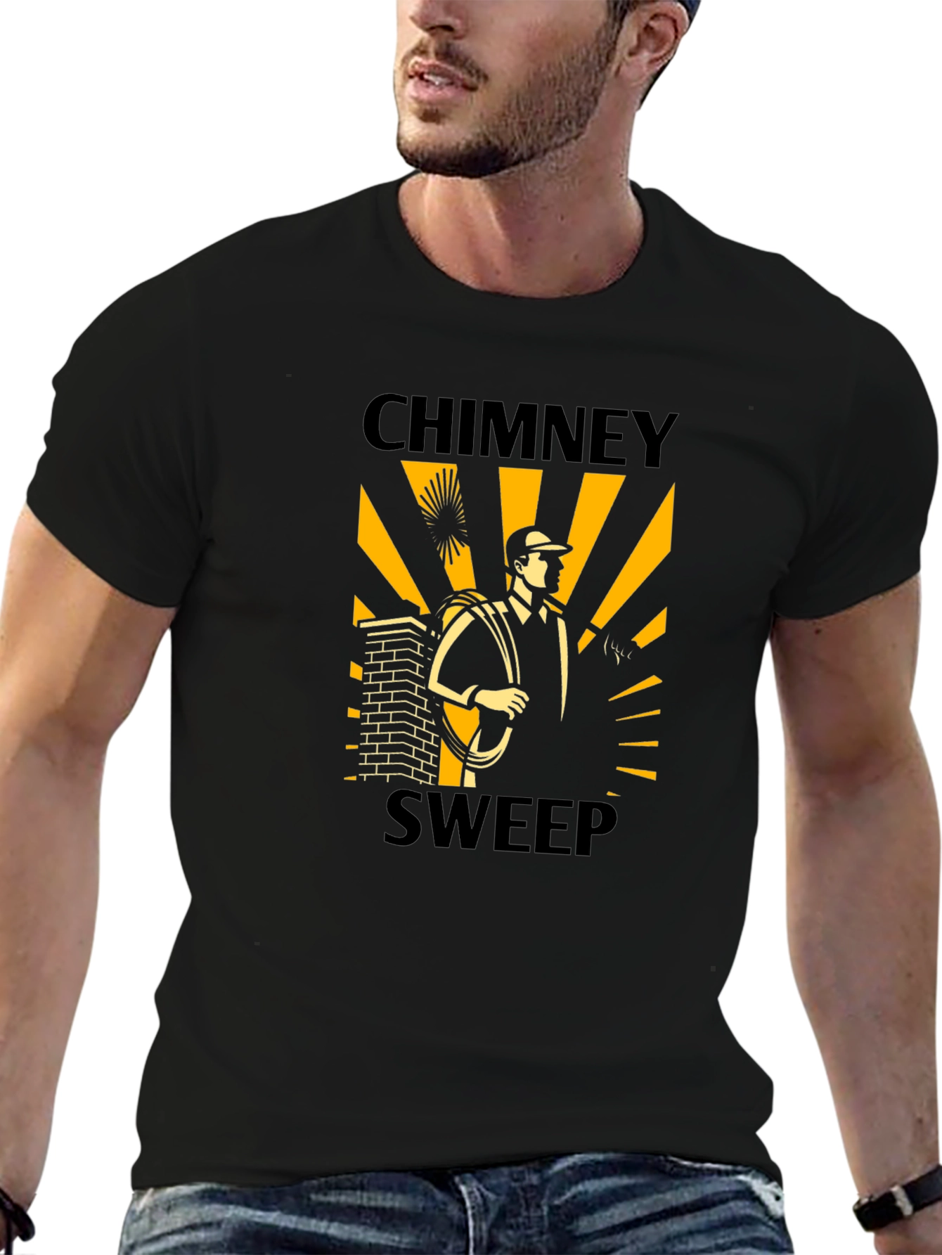 Chimney Sweep Graphic Tee - Black Cotton T-Shirt