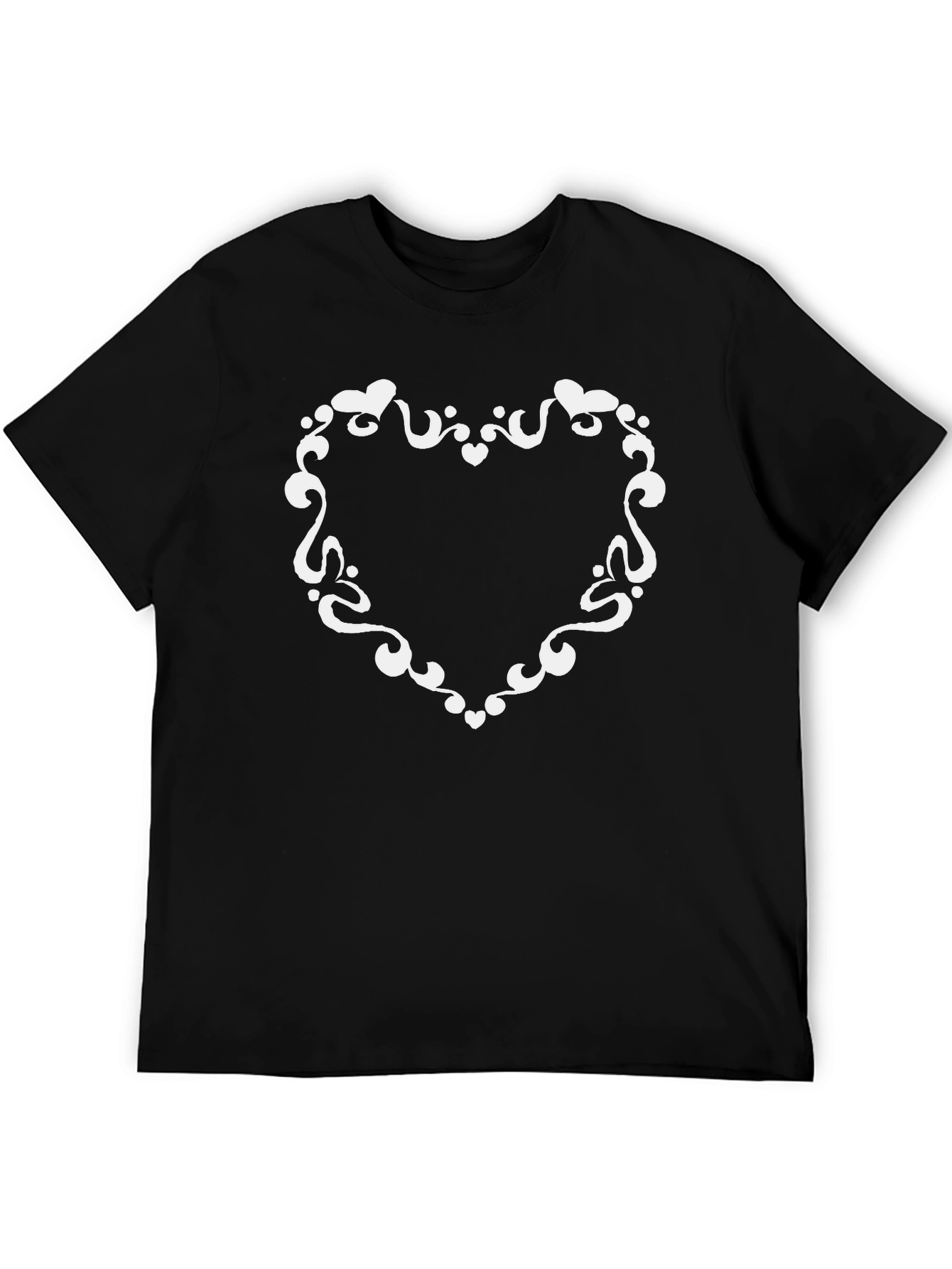 Heart Swirl Graphic Black T-Shirt