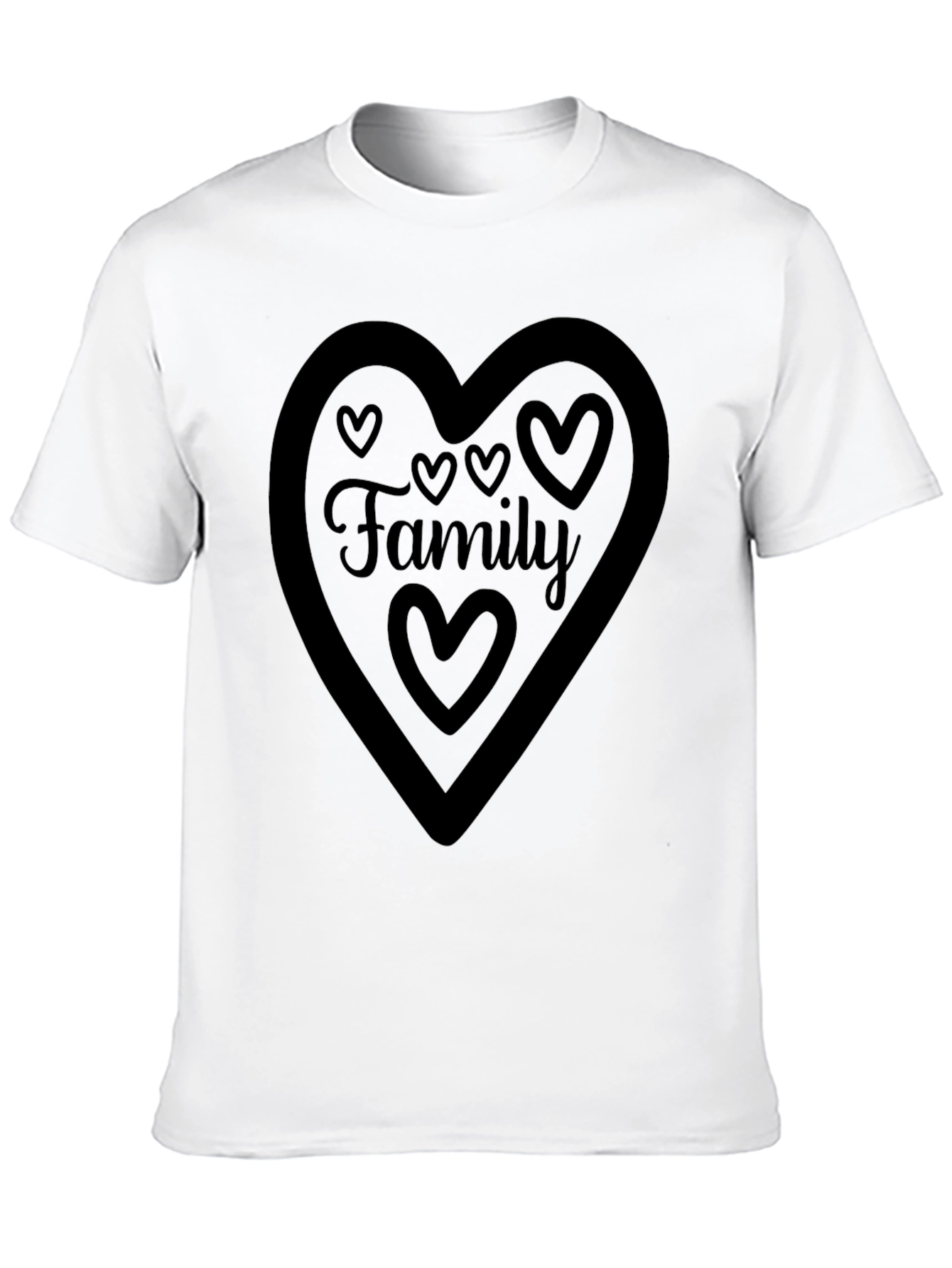 Family Heart Graphic Tee - Black Crew Neck Shirt