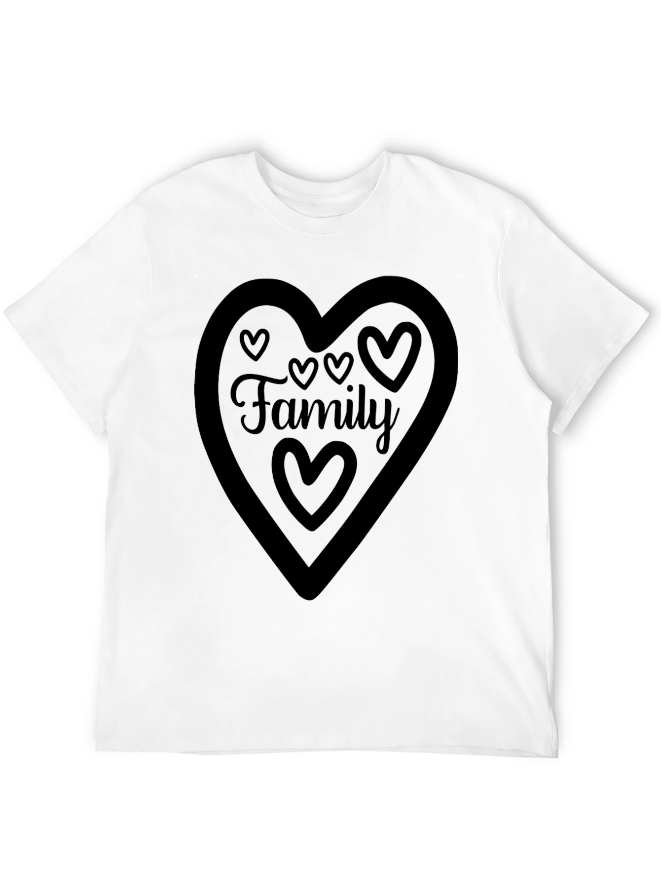 Family Heart Graphic Tee - Black Crew Neck Shirt